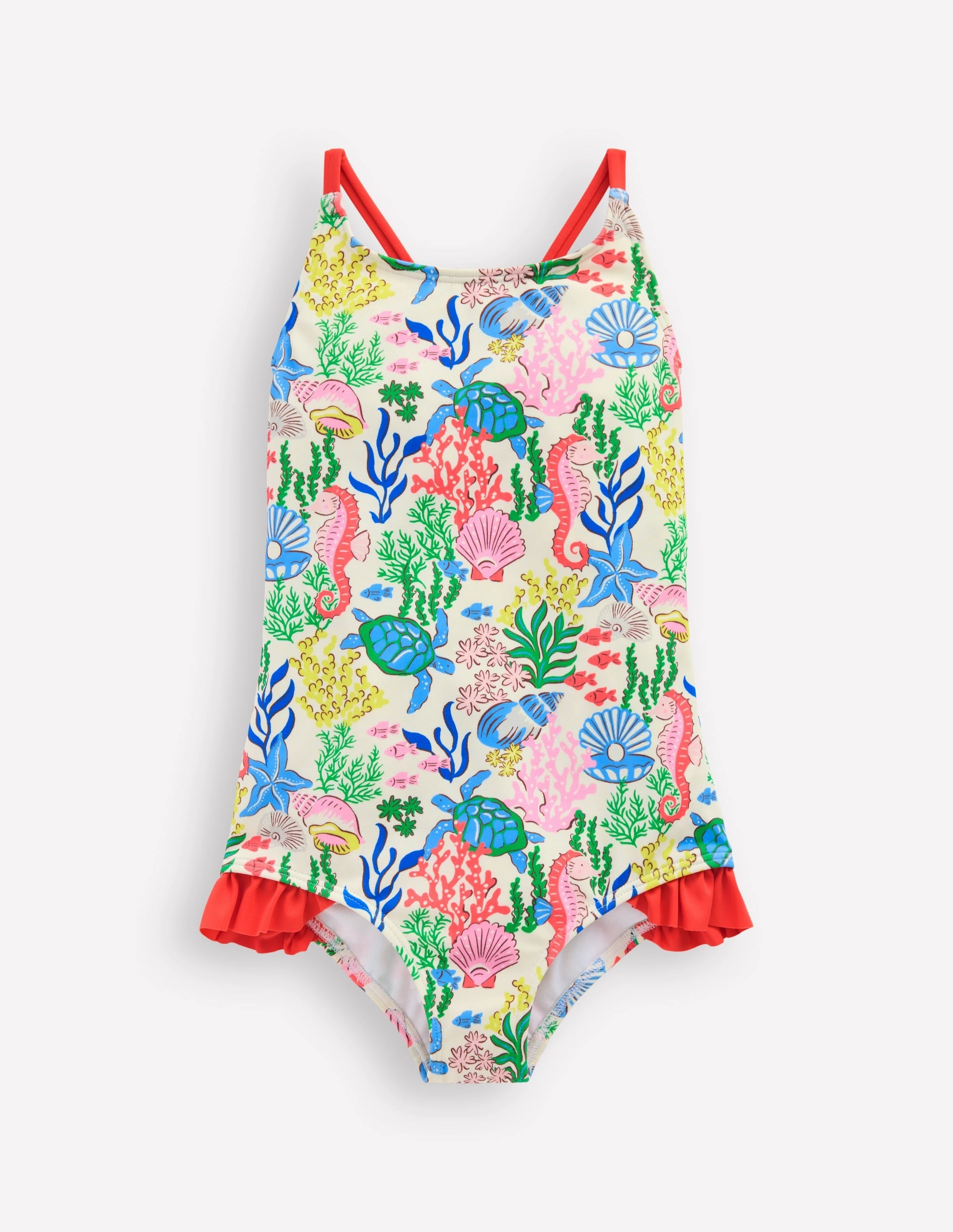 Pretty Cross-Back Swimsuit-Multi Coral Cove Holiday Essentials