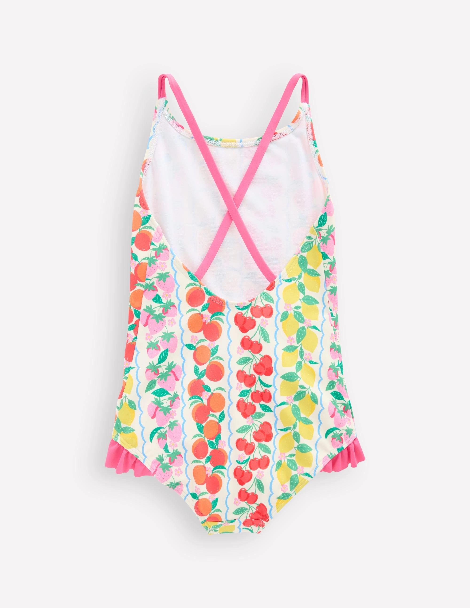 Pretty Cross-Back Swimsuit-Rainbow Fruit Stripe Relaxation-Ready