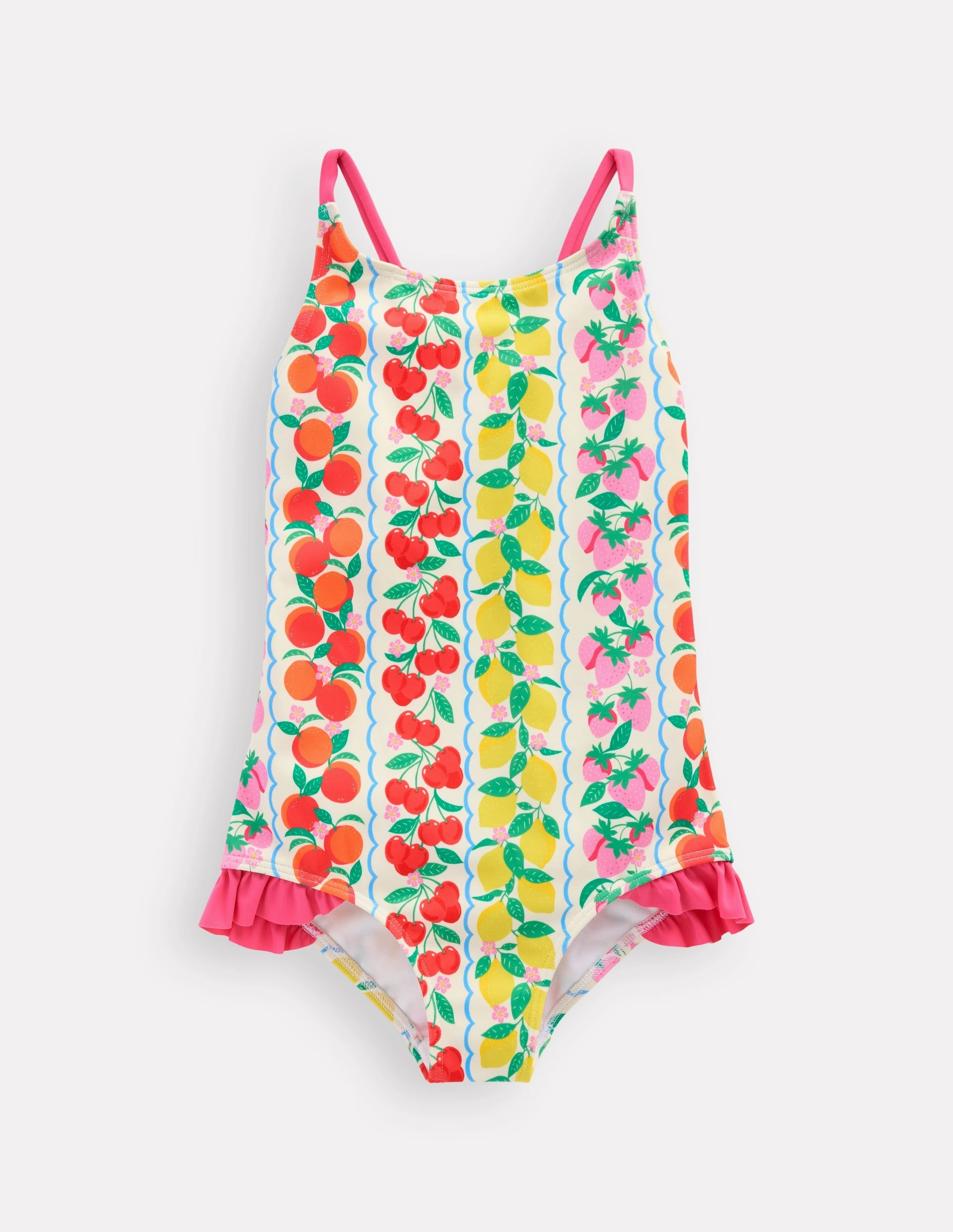 Summer Escape Pretty Cross-Back Swimsuit-Rainbow Fruit Stripe