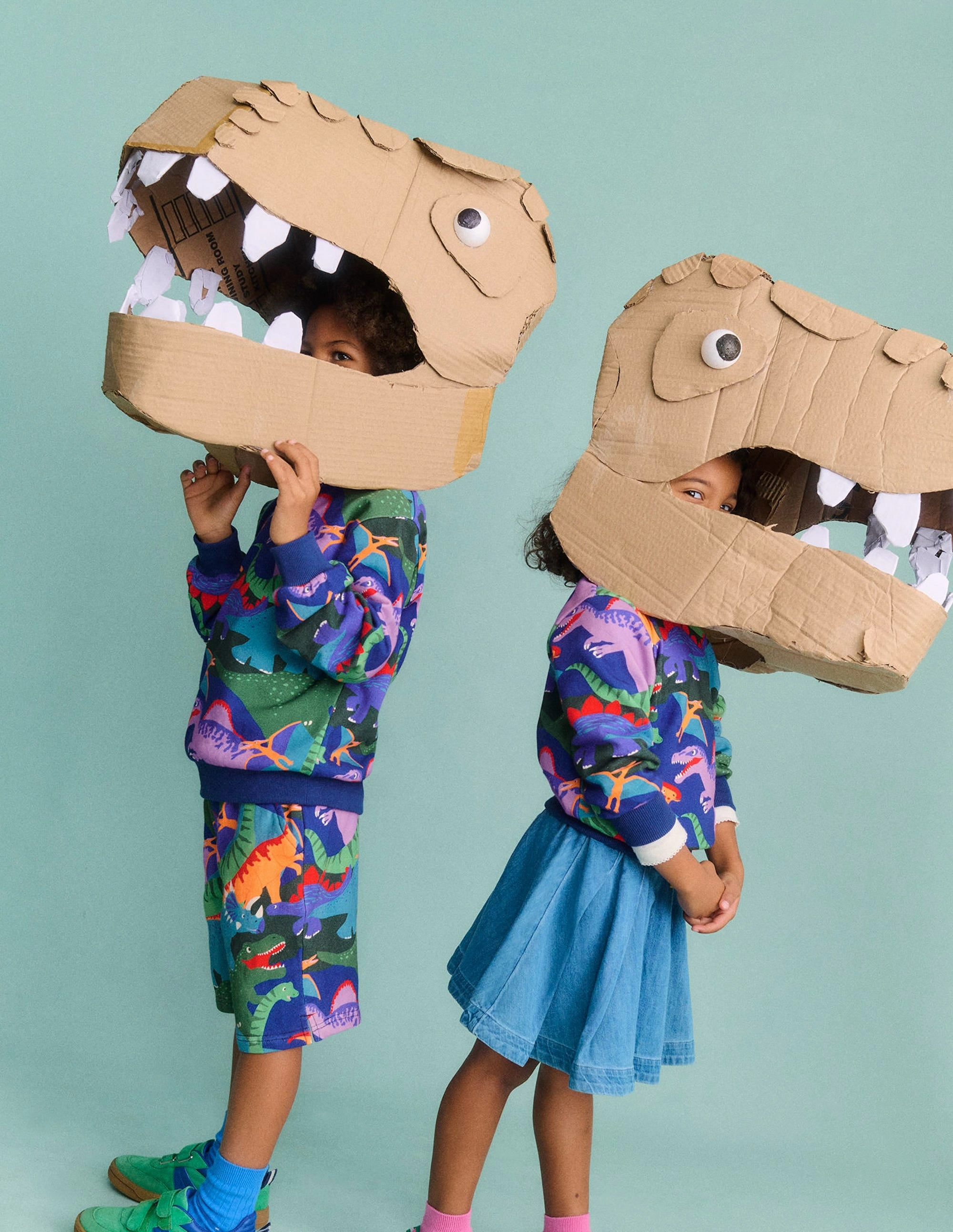 Printed Sweatshirt-Multi Dino Camo Comfy Layer