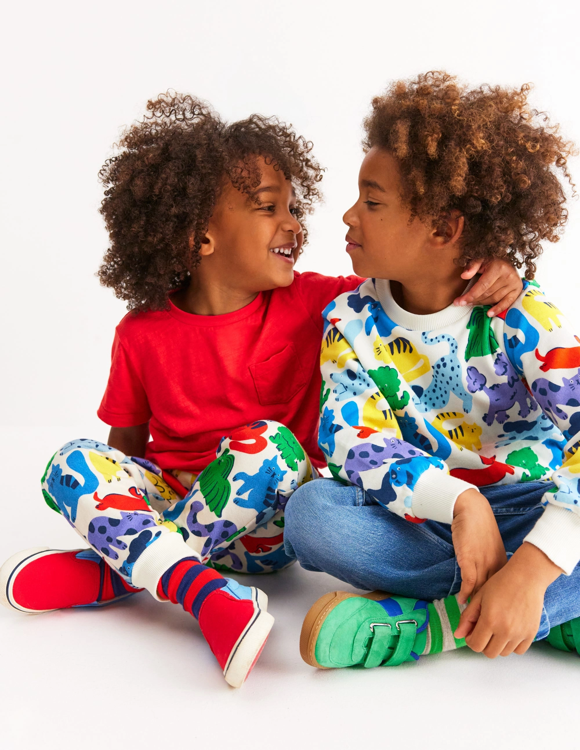 Minimalist purity Leather combination Printed Sweatshirt-Rainbow Pets