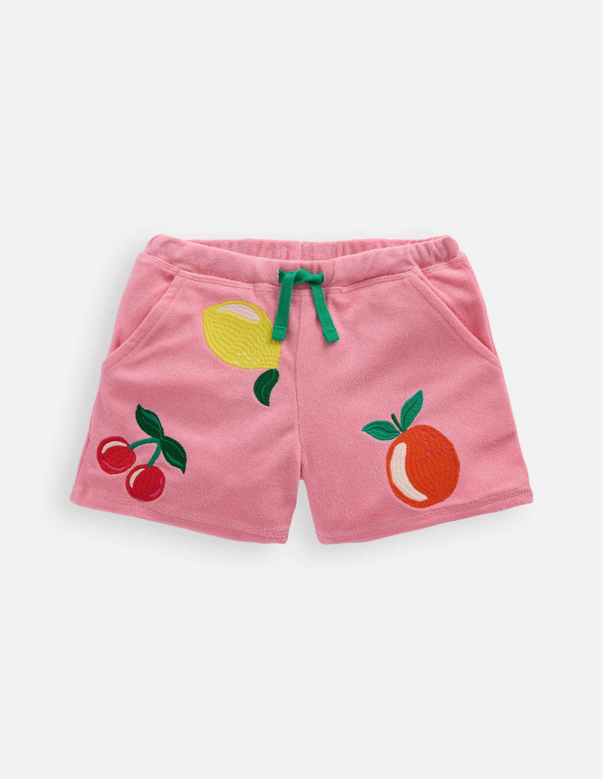 Stretch performance Beachwear Printed Towelling Short-Chalk Pink Applique Fruit