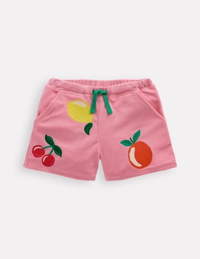 Daywear Printed Towelling Short-Chalk Pink Applique Fruit