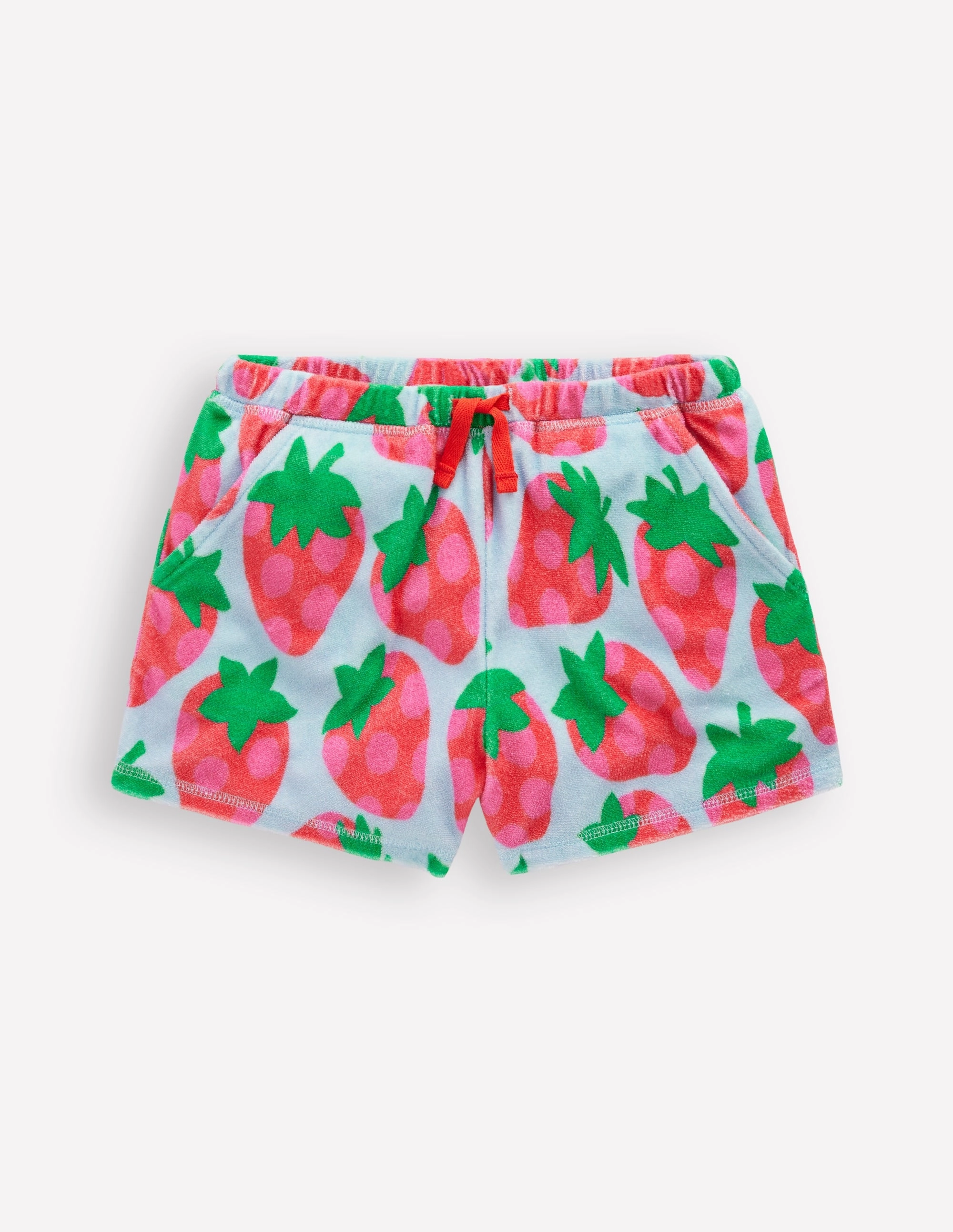 finance industry Breathable Side Vents Printed Towelling Short-Misty Blue Spotty Strawberry