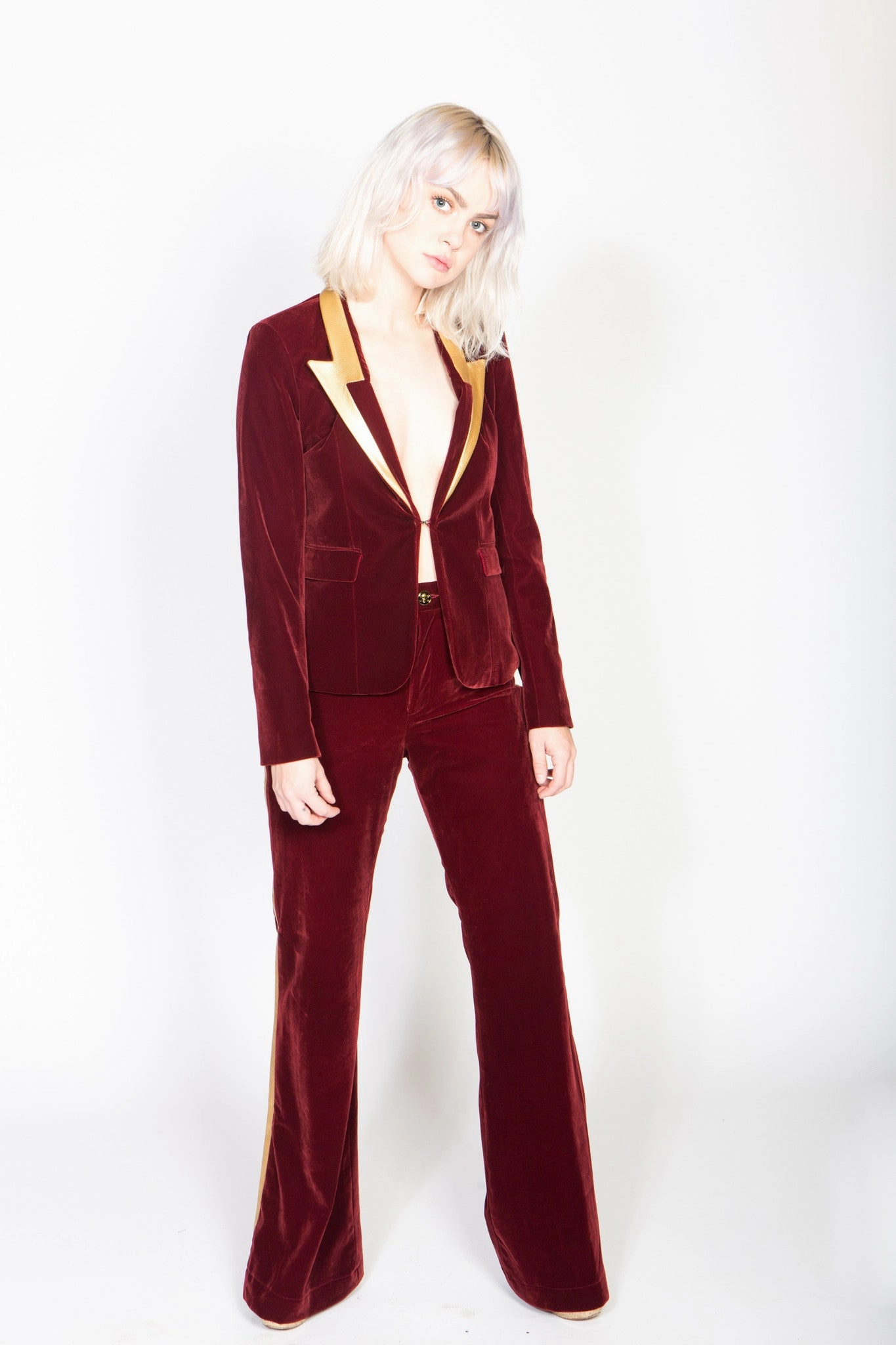 Any Old Iron Red Velvet Stardust Suit Business Attire Fit
