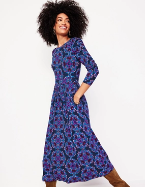 Puff Sleeve Blouson Dress-Regal Purple, Mosaic Cascade Wedding-Guest