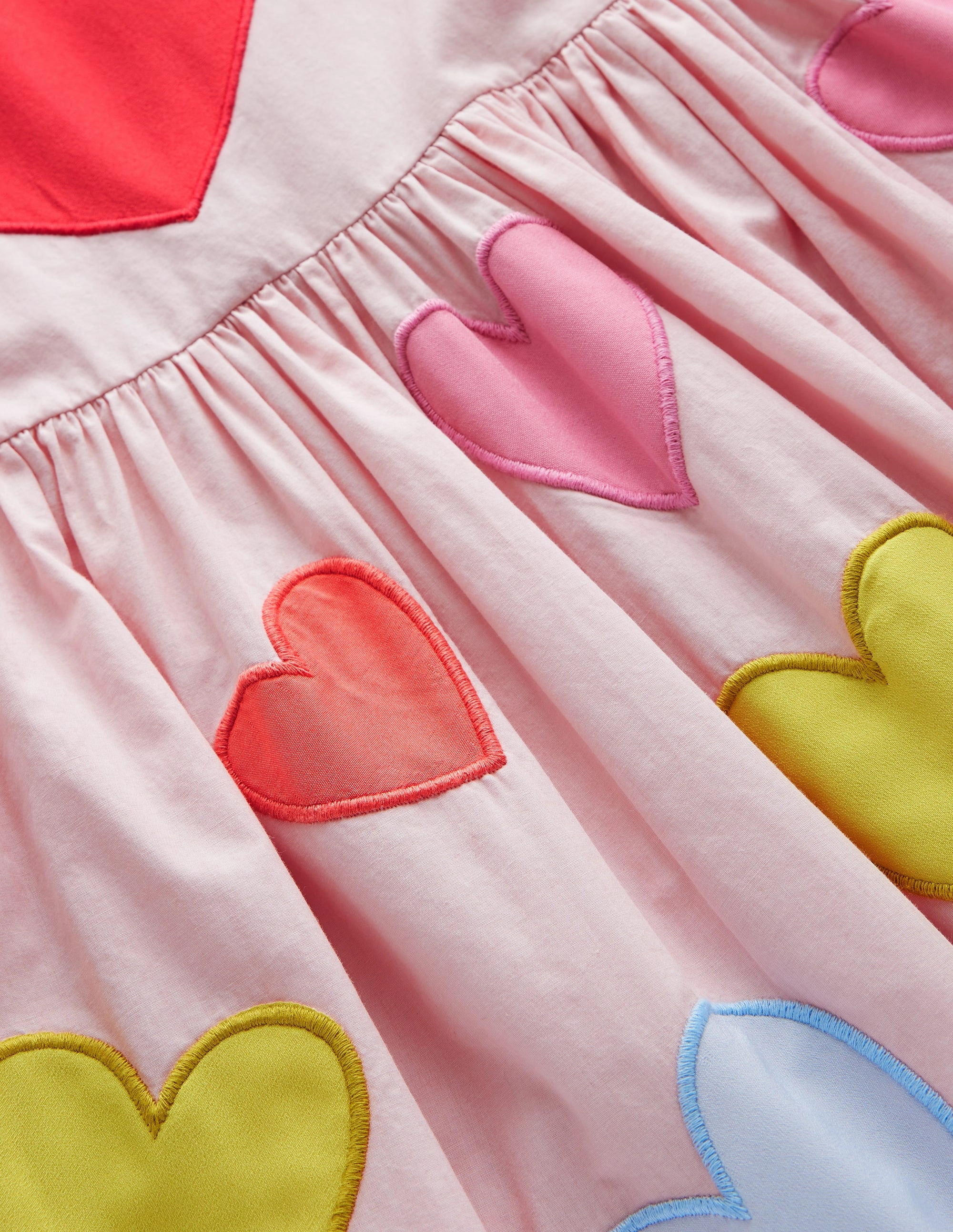 Euro Touch Puff Sleeve Heart Dress-Light Pink Hearts
