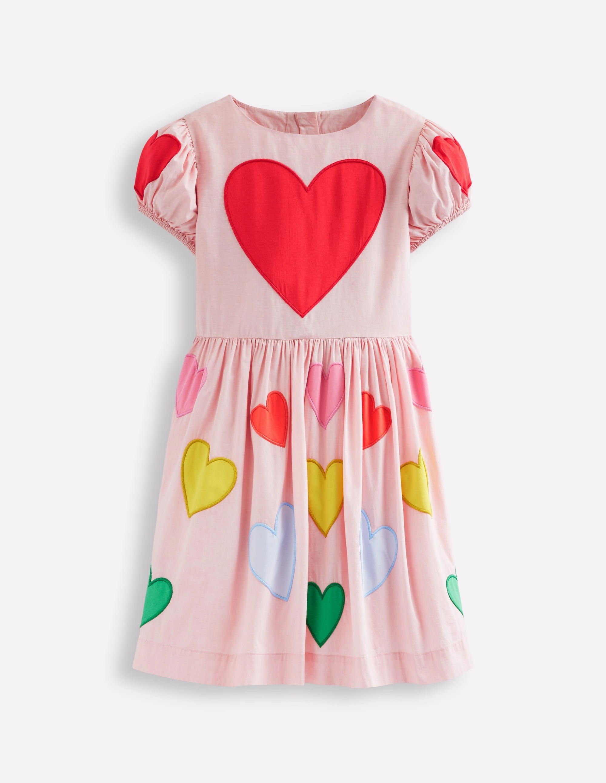Puff Sleeve Heart Dress-Light Pink Hearts Comfy Design Outfit Core