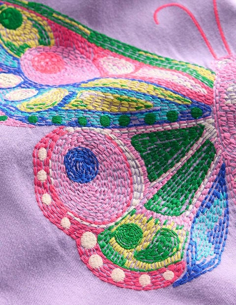 Quick Dry Wear Fit Sporty Layer Puff Sleeve Superstitch Top-Parma Violet Purple Butterfly