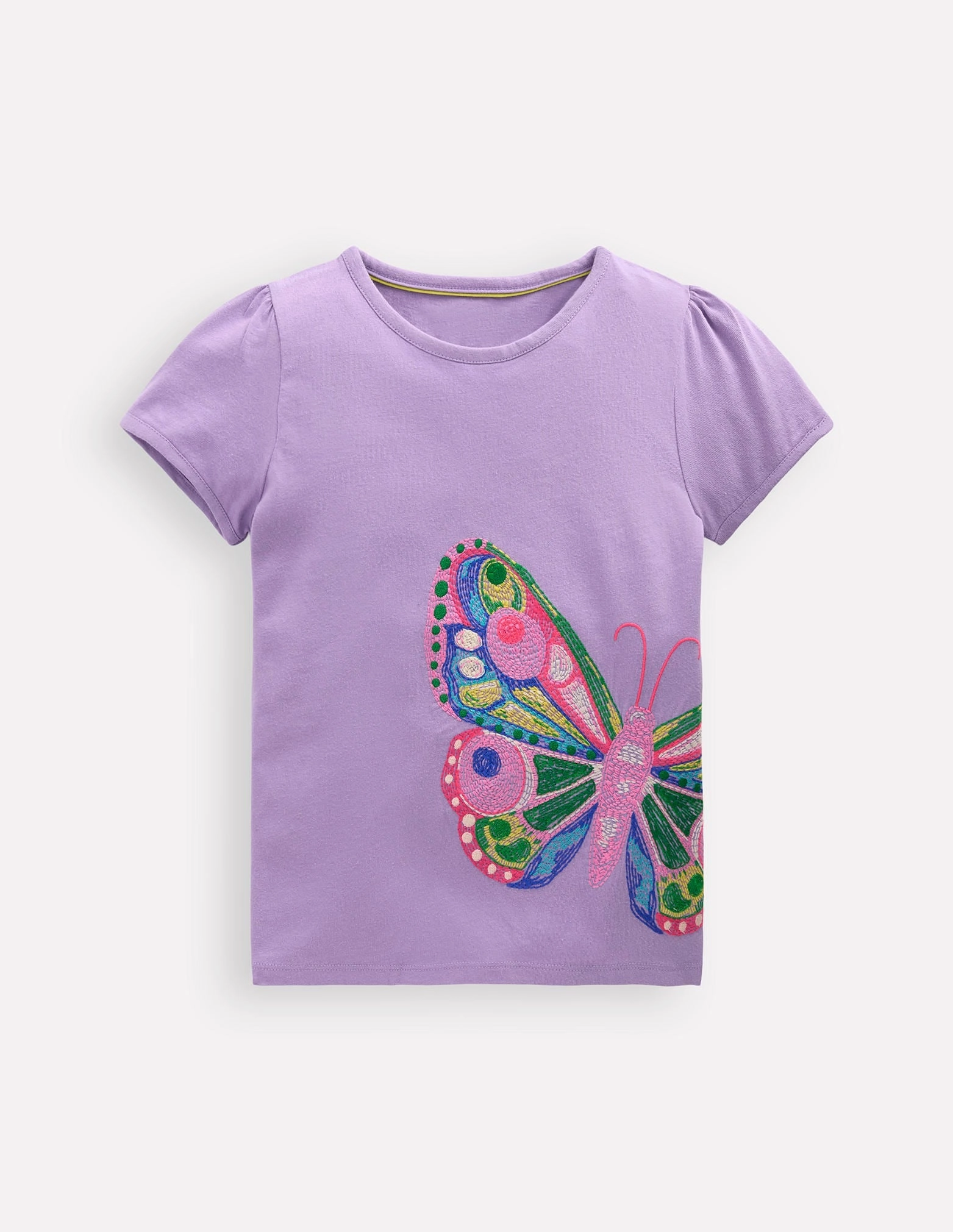 Puff Sleeve Superstitch Top-Parma Violet Purple Butterfly Soft and Lightweight