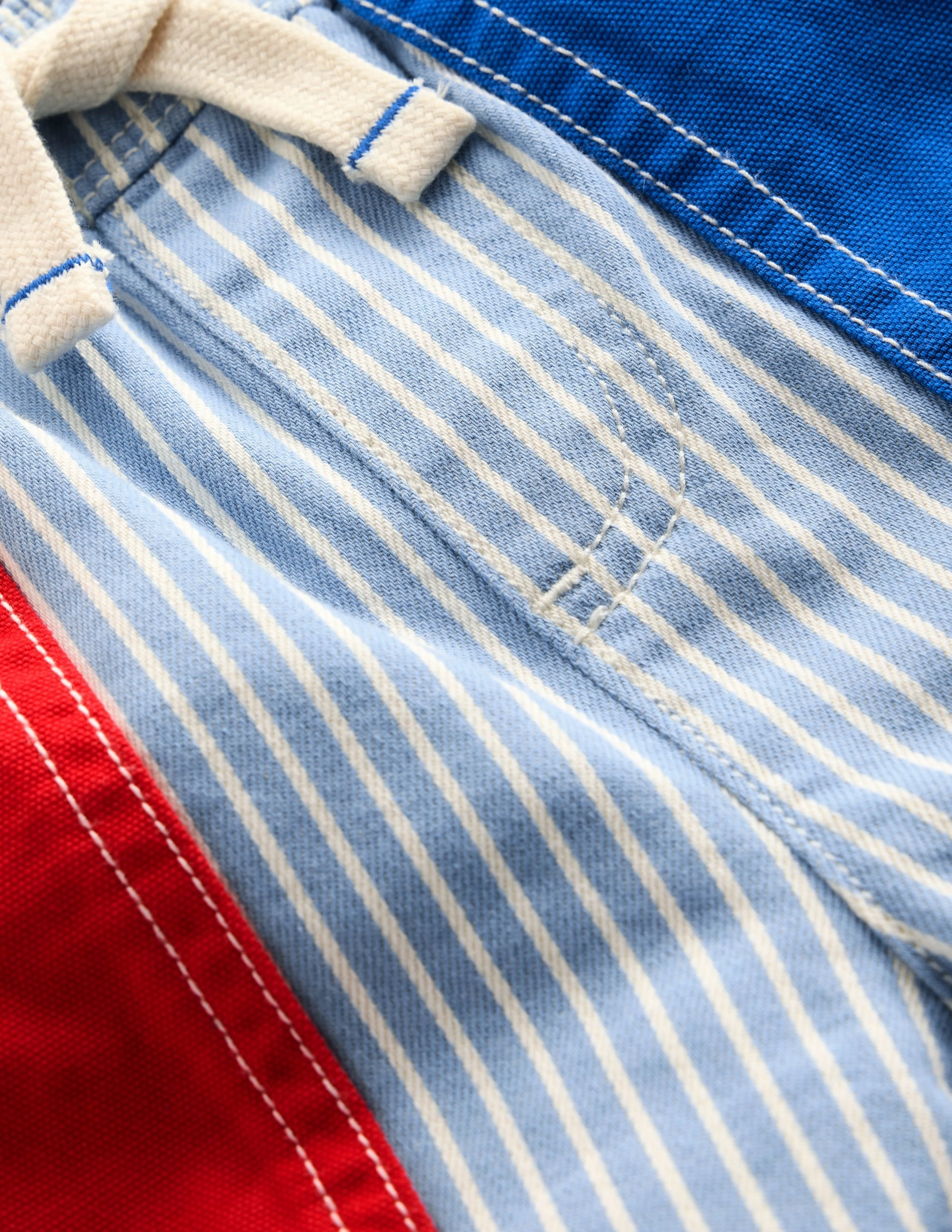 Pull-On Cotton Shorts-Hotchpotch Ticking Sporty Edge