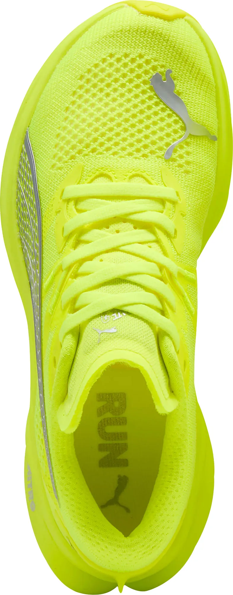 Puma Deviate Nitro 3 Womens Running Shoes - Yellow Asymmetric Heel Counter