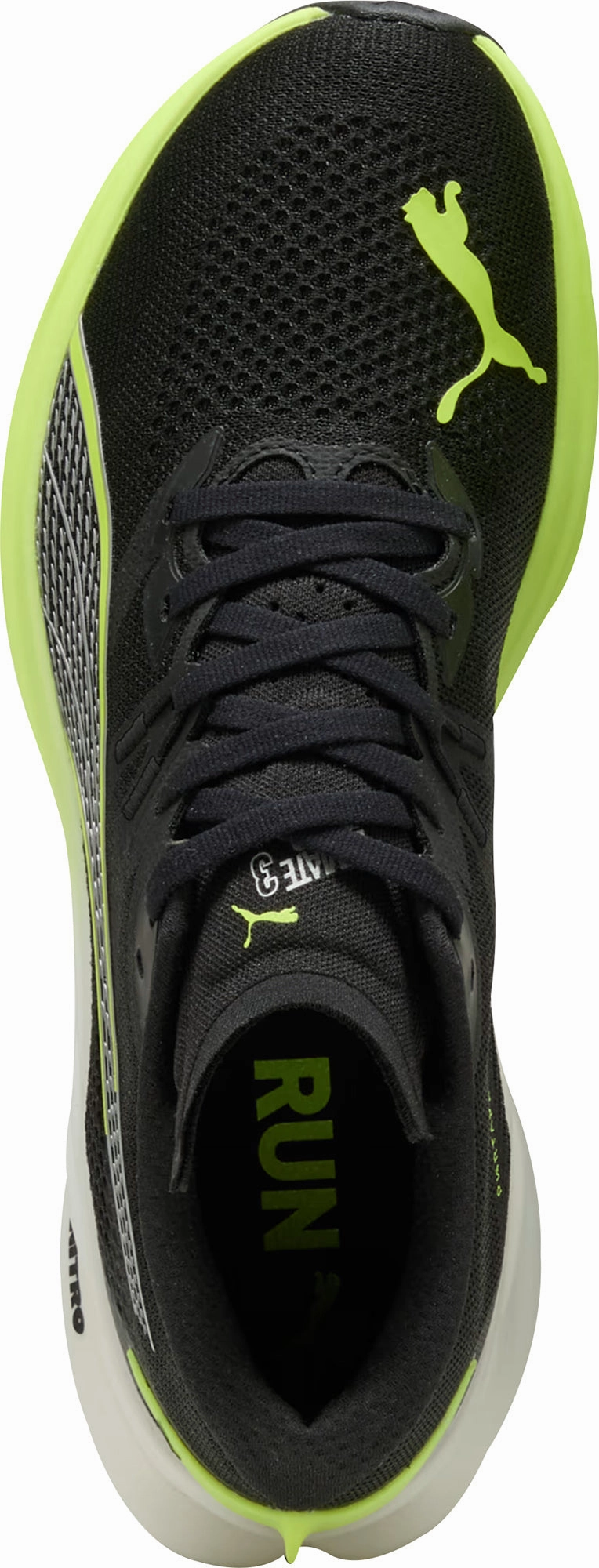 Puma Deviate Nitro 3 WIDE FIT Mens Running Shoes - Black Ventilated Heel Padding scratch - resistant shoes