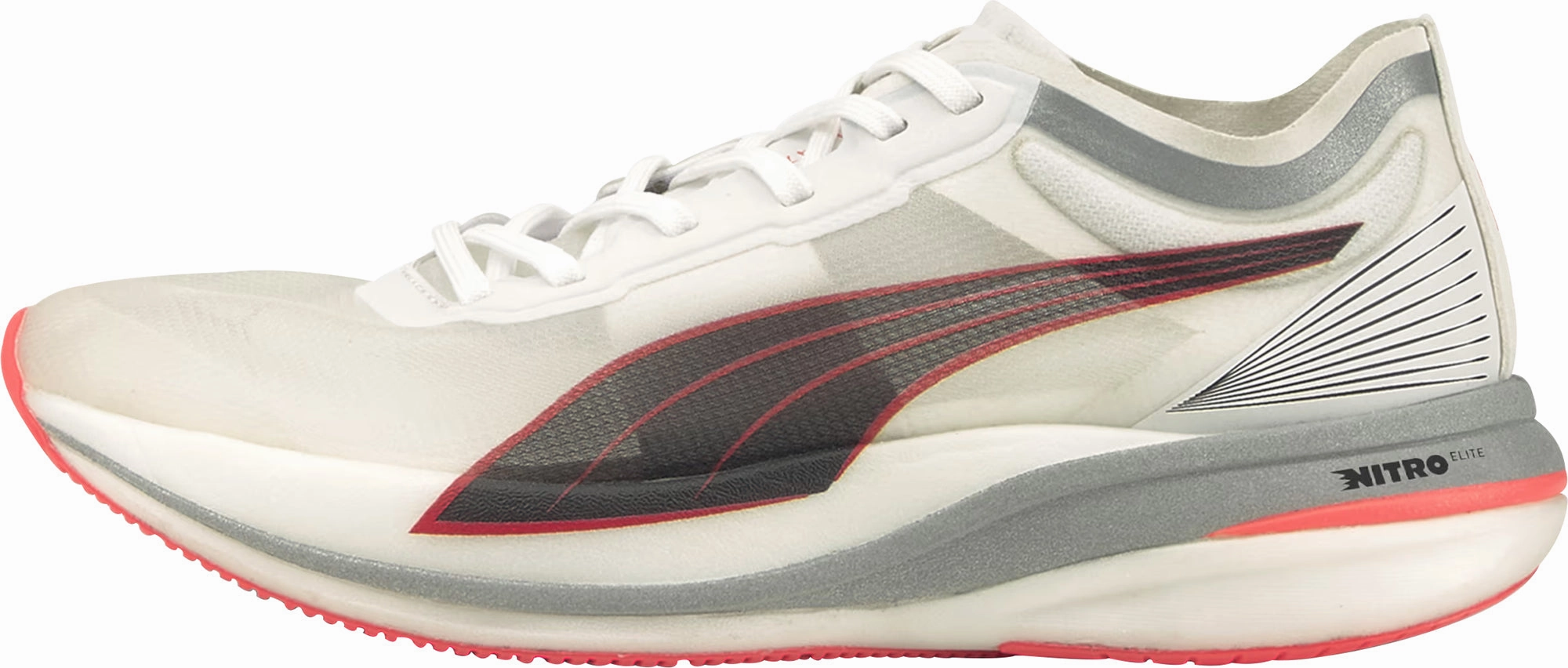 Puma Deviate Nitro Elite Racer Womens Running Shoes - White Stretch Knit City Run