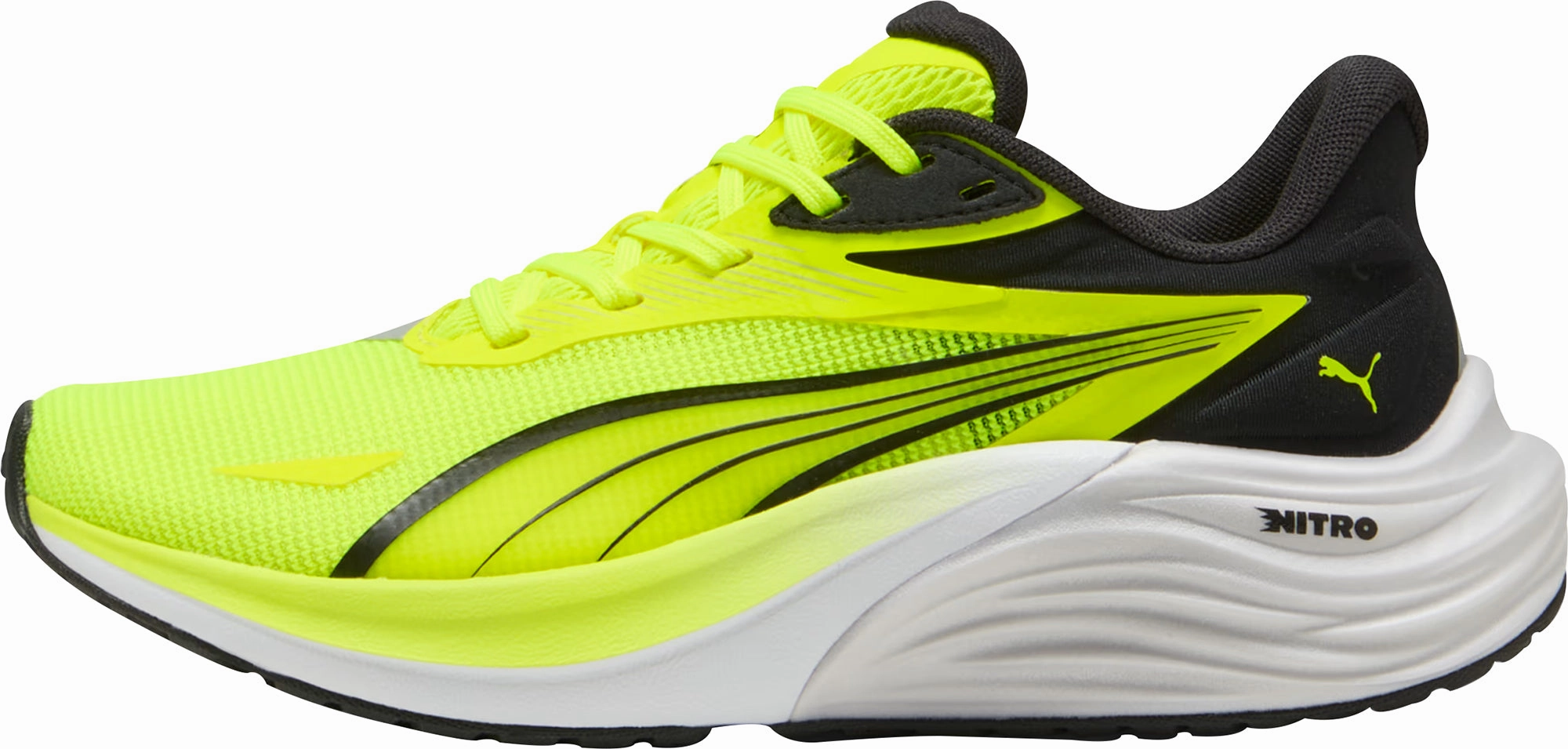 Asymmetric Lacing Puma Electrify Nitro 4 Junior Running Shoes - Yellow