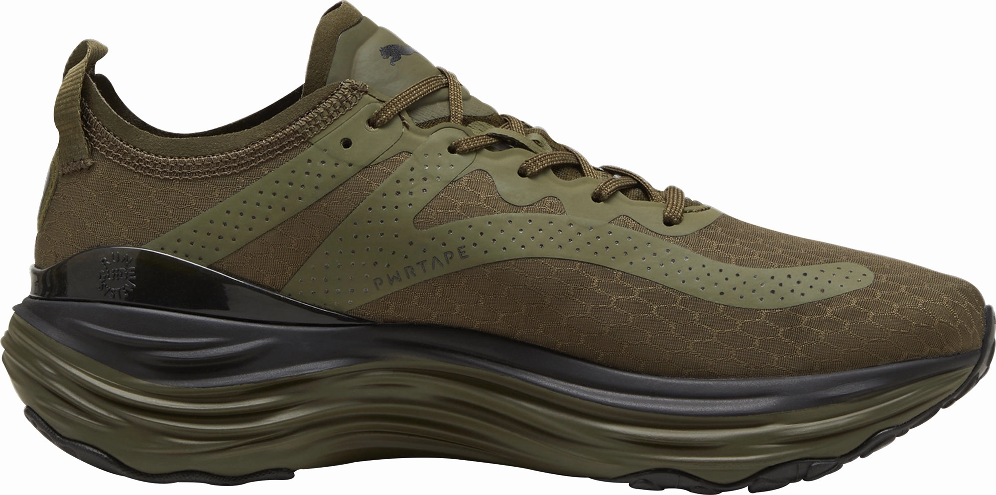 Continuous Rubber Outsole Puma ForeverRun Nitro WTR Mens Running Shoes - Green