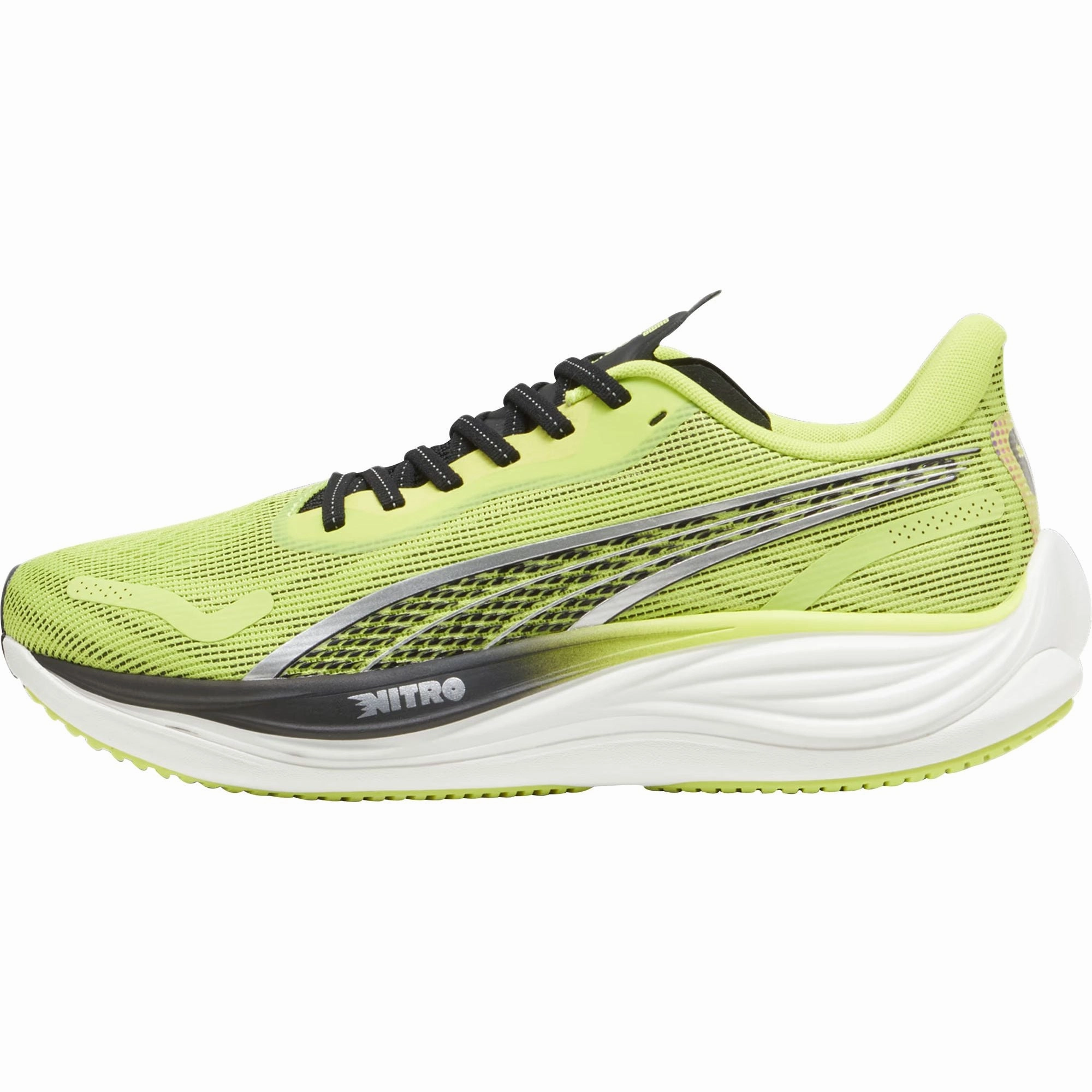 Puma Velocity Nitro 3 Mens Running Shoes - Green running in a coastal area