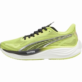 Puma Velocity Nitro 3 Mens Running Shoes - Green running in a coastal area