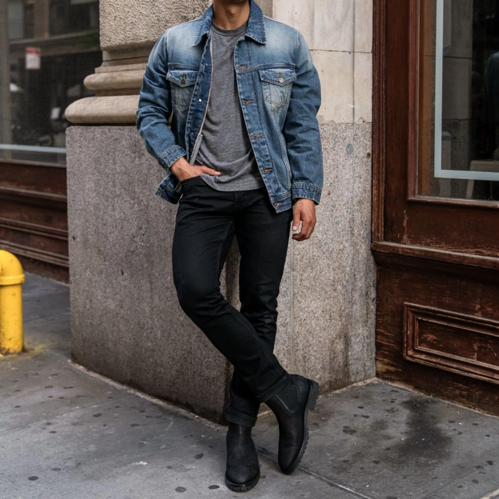 Selvedge Denim Trucker Jacket | Vintage Wash Winter Style New Year's