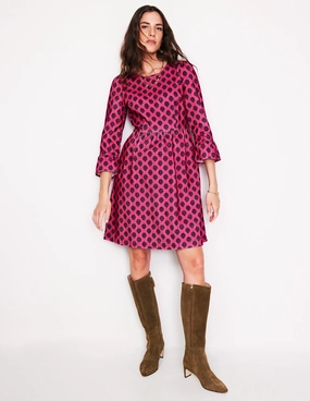 Magnetic-Closure Relax Style Ora Short Cord Dress-Cherry Jam, Ornate Stamp