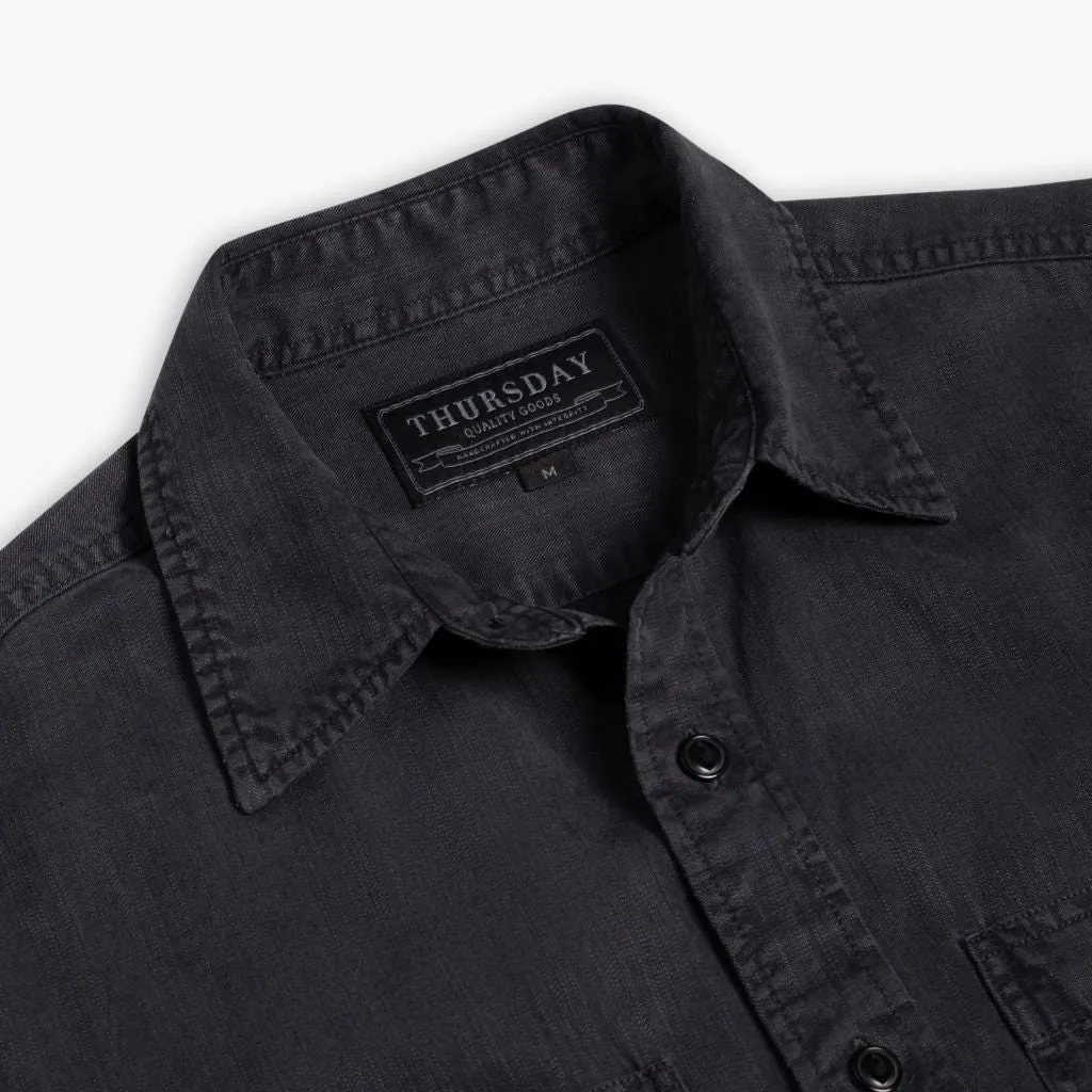 Holiday Travel Yoke Design Chambray Workshirt | Black