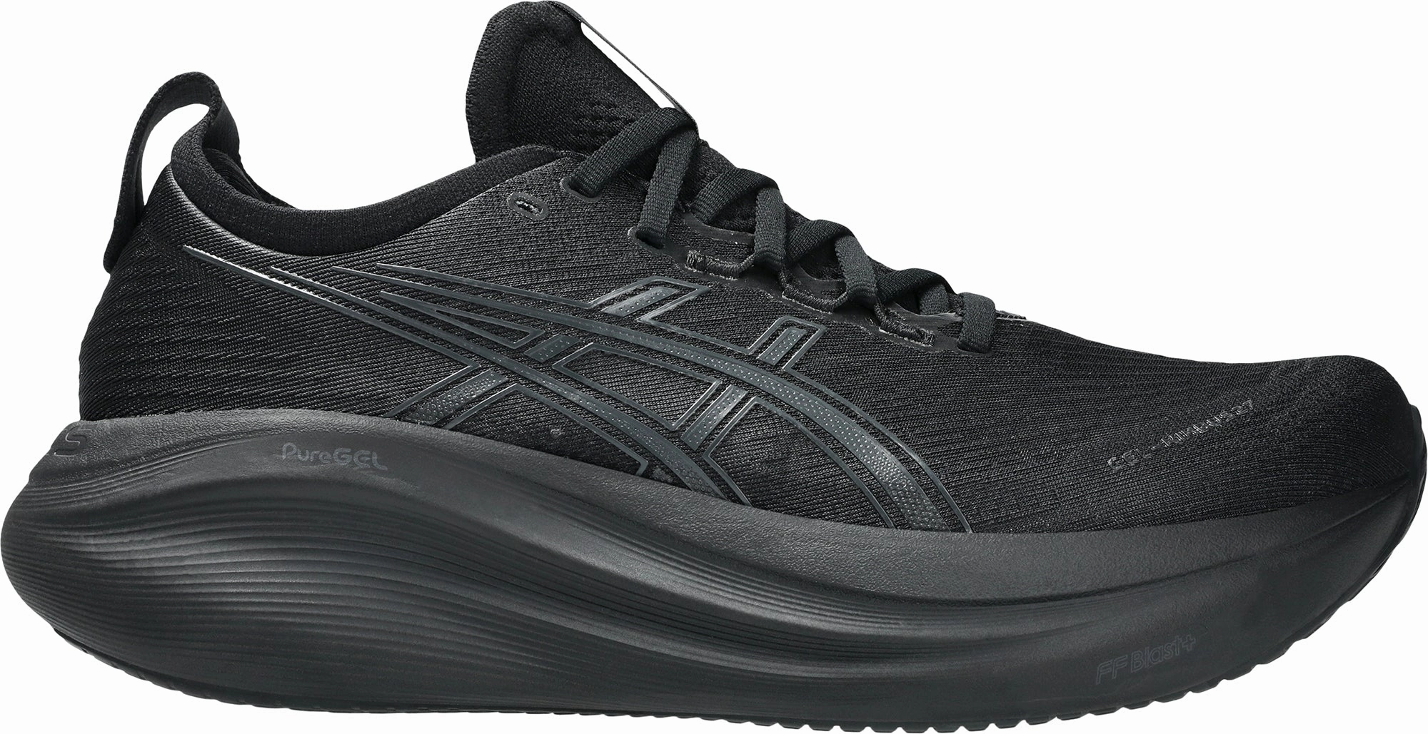 Asics Gel Nimbus 27 Mens Running Shoes - Black Laser Cut Perforations