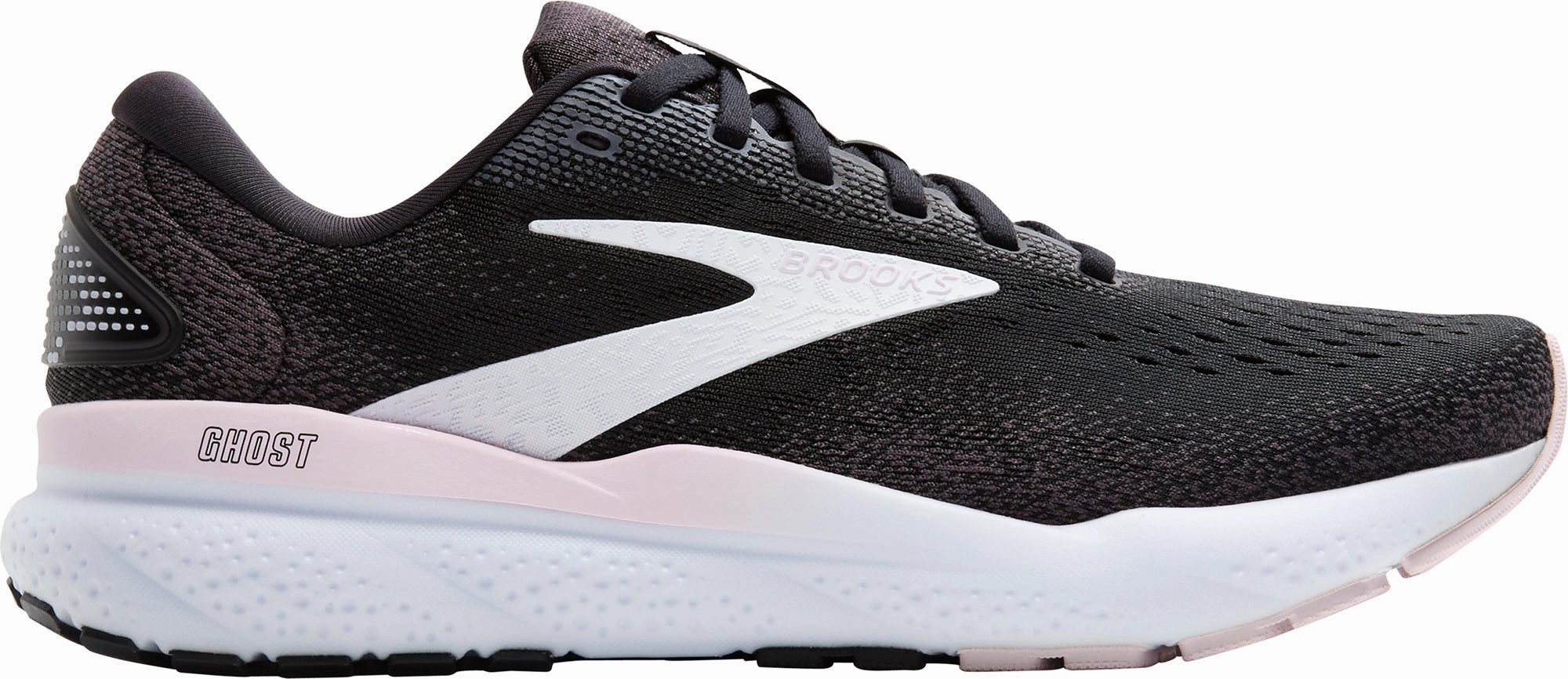 Brooks Ghost 16 Womens Running Shoes - Black Non Compression EVA Padded collar design