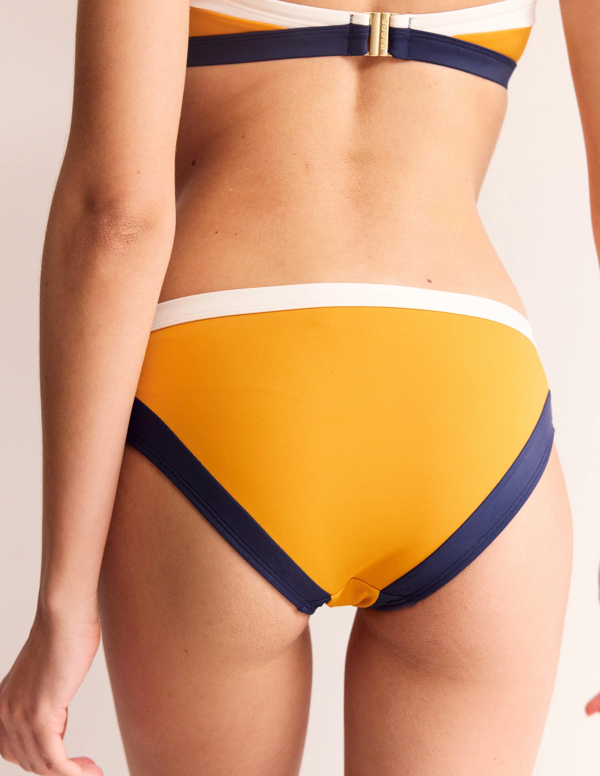 Elastic-Waist Santorini Bikini Bottoms-Saffron Yellow Colourblock