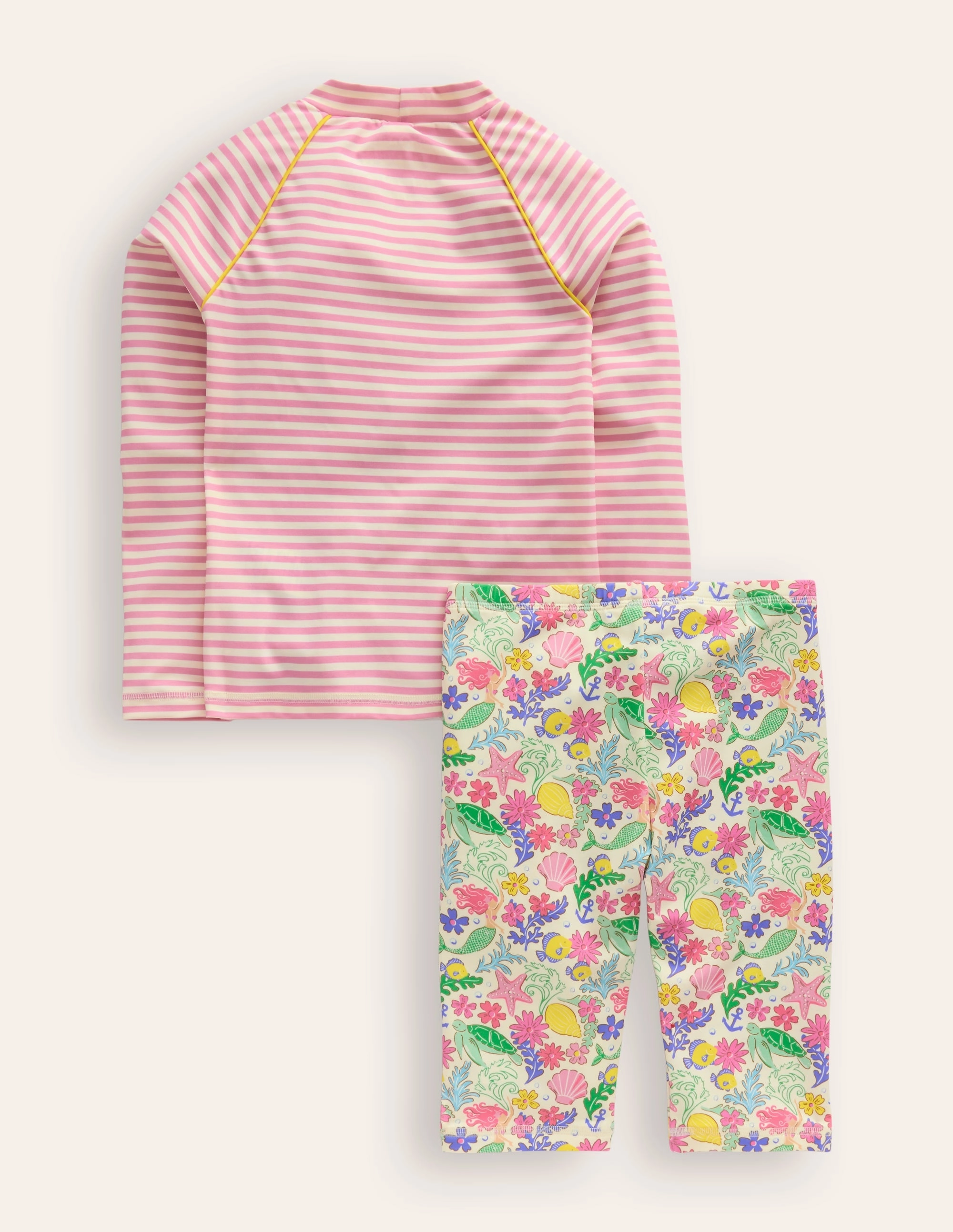 Tagless Labels Sun Safe Rash Vest Set-Multi Mermaid Ditsy