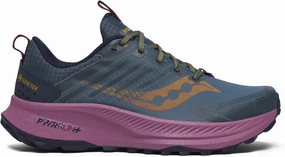 Saucony Ride TR2 GORE-TEX Womens Trail Running Shoes - Blue wide - width shoe option