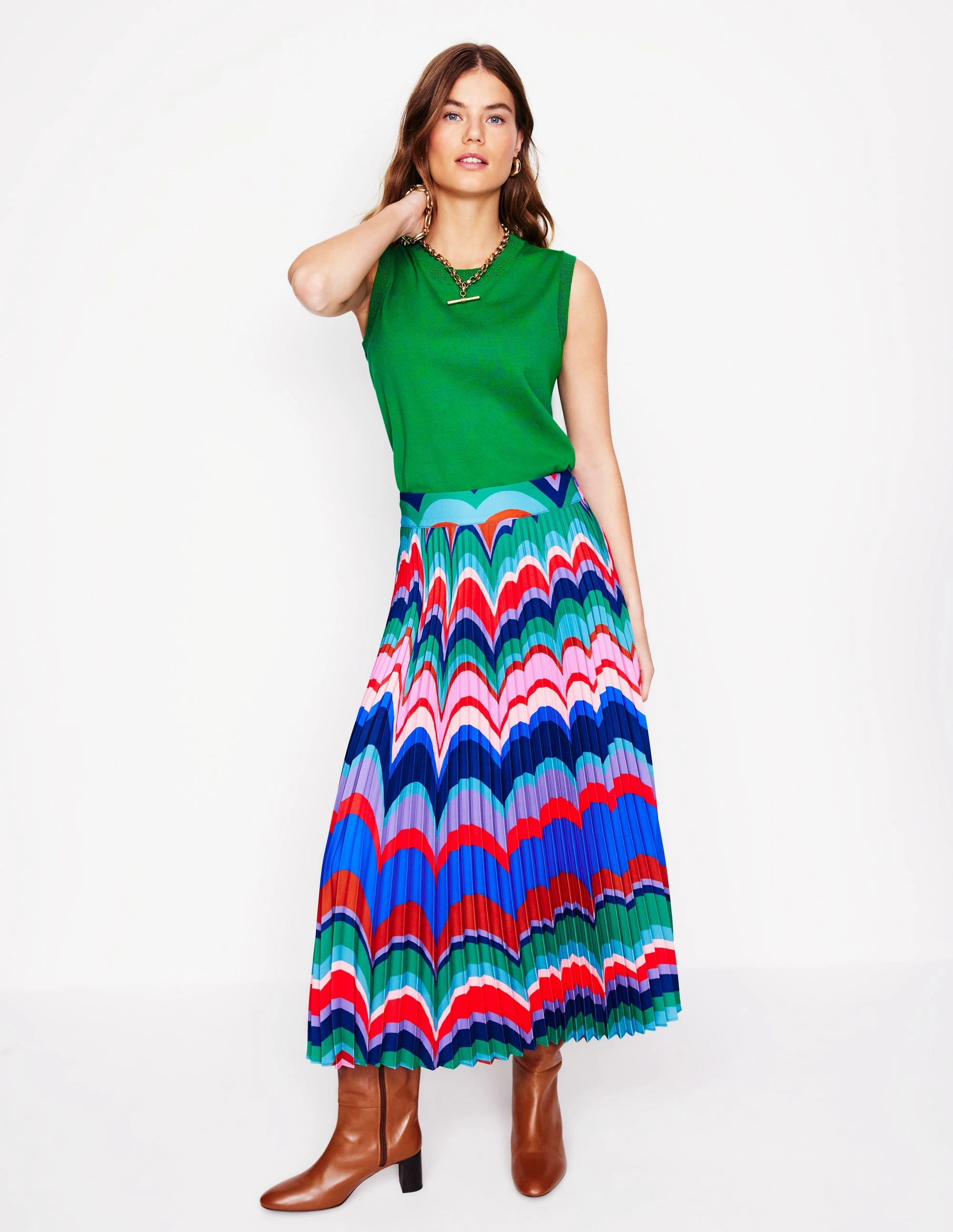 Breezy Day Emilia Cotton Crew Neck Tank-Rich Emerald