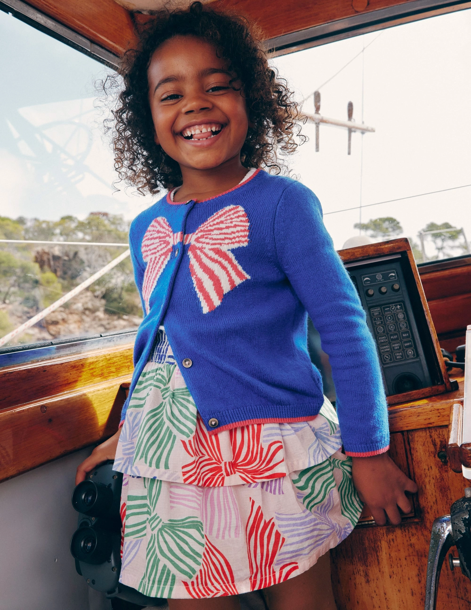 Tiered Woven Skirt-French Pink Bows Matte Finish Laser Cut Edges