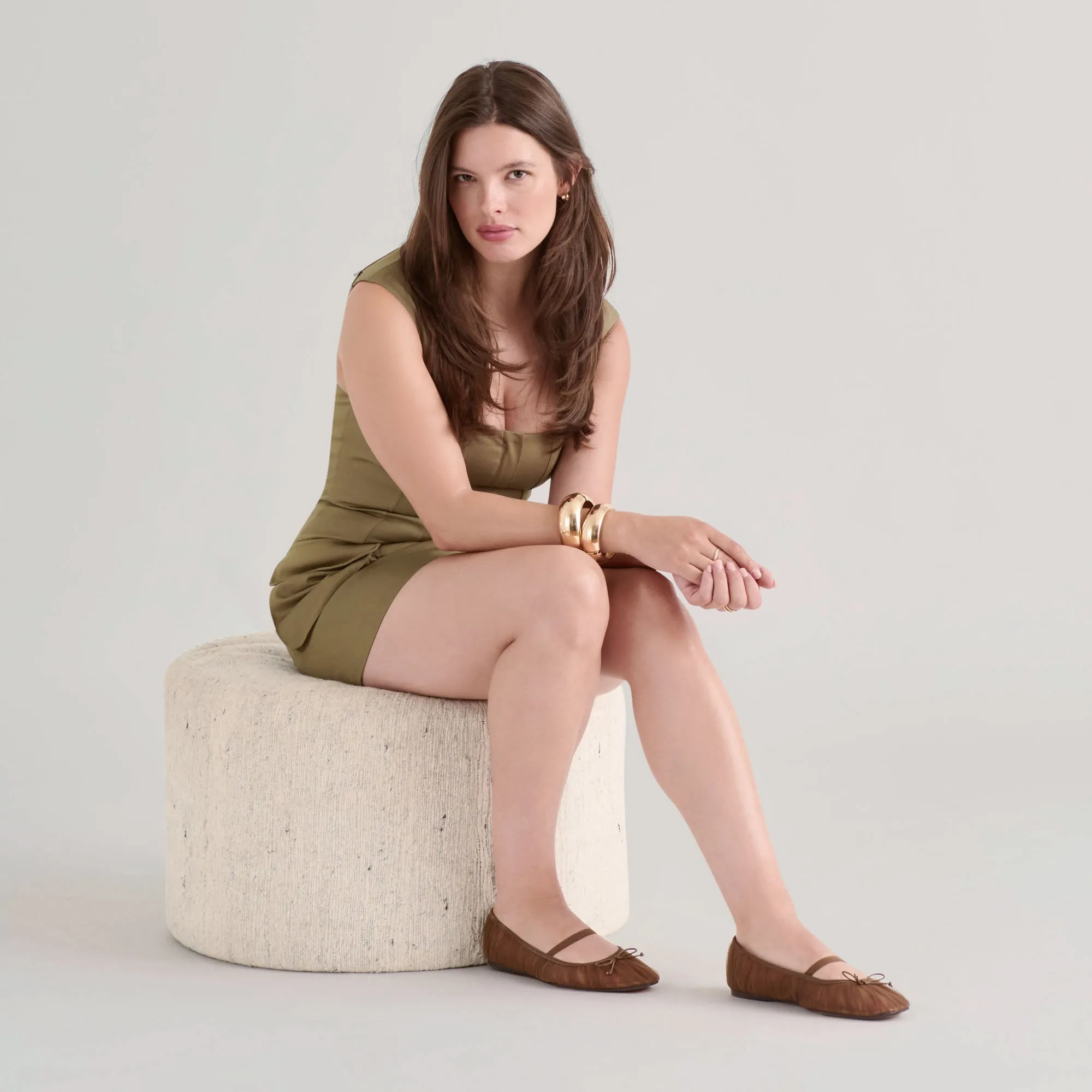 RAEVEN BALLET FLATS MID BROWN TULLE Cozy Padding Food Court