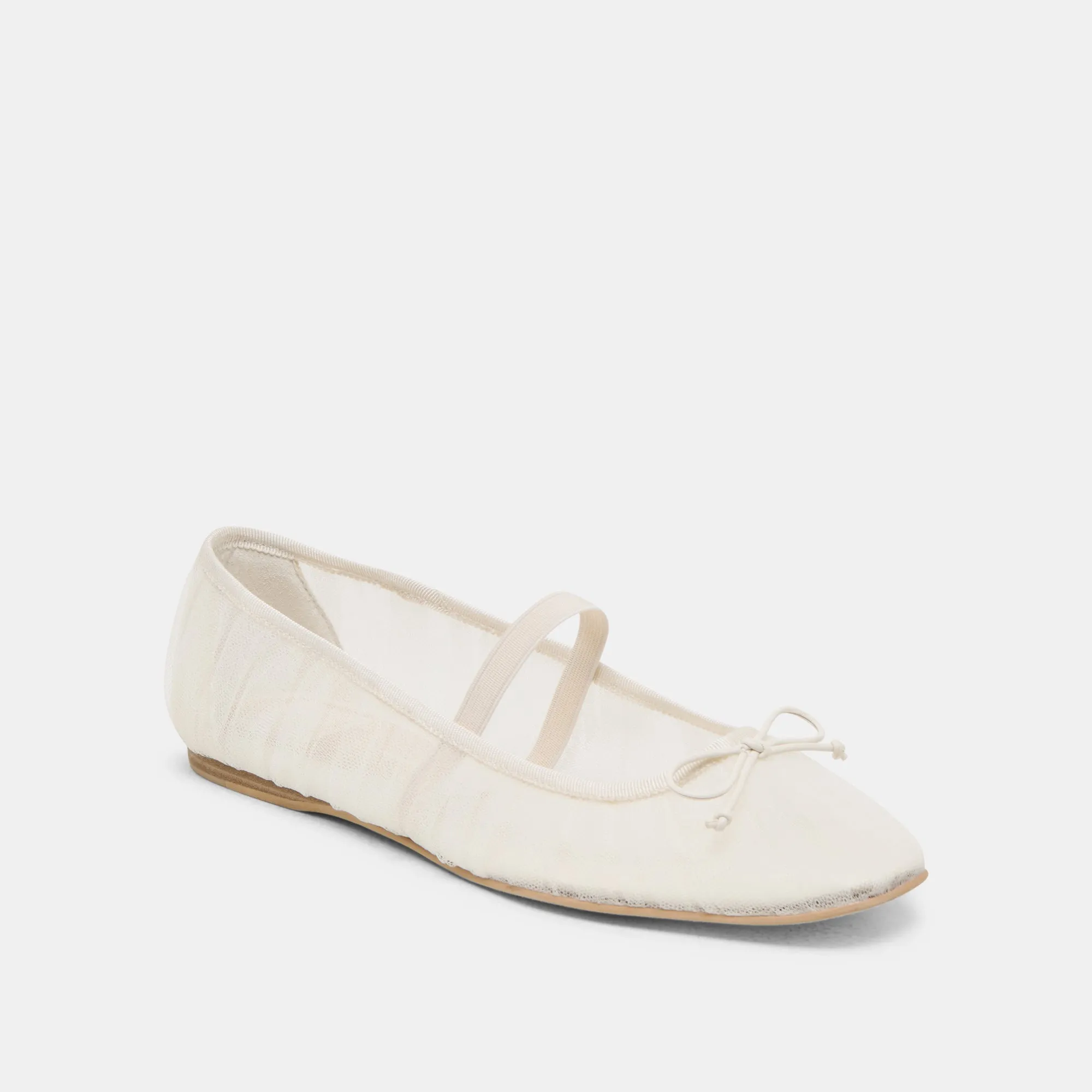 Ship Glow Top View RAEVEN BALLET FLATS WHITE TULLE