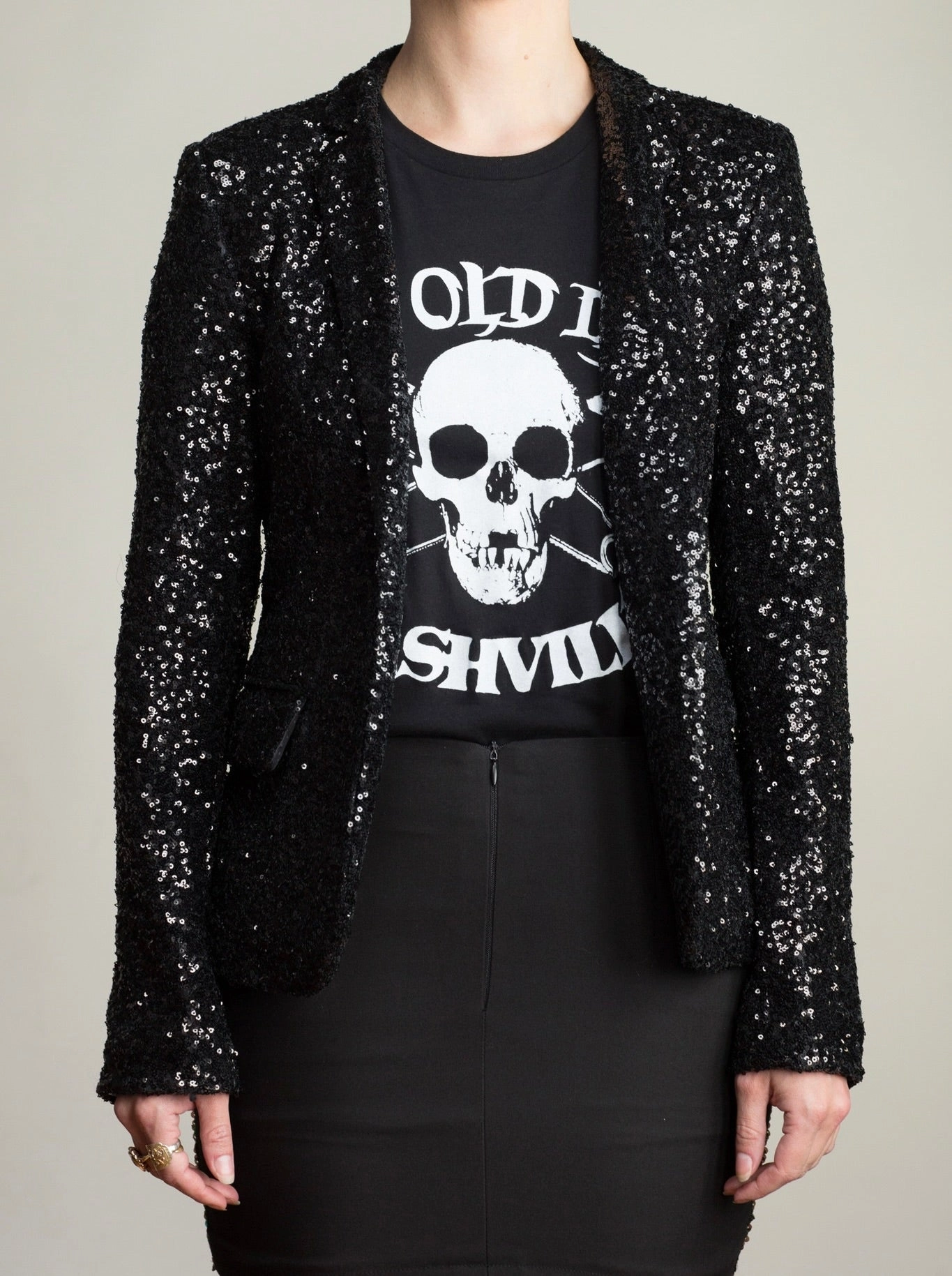 Beret Card Any Old Iron Black Sequin Jacket