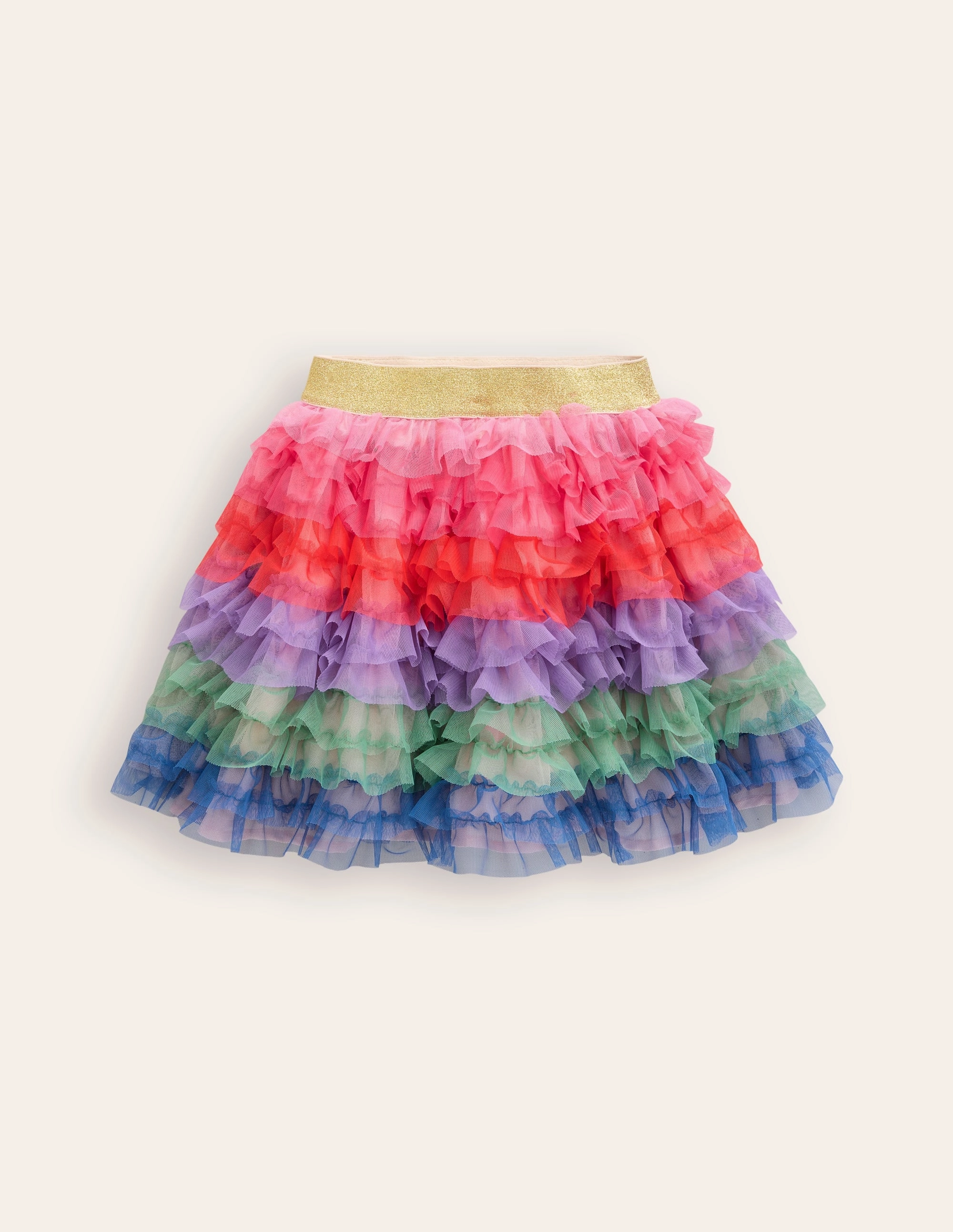City Mood Stretch Comfort Rainbow Tulle Skirt-Multi Rainbow