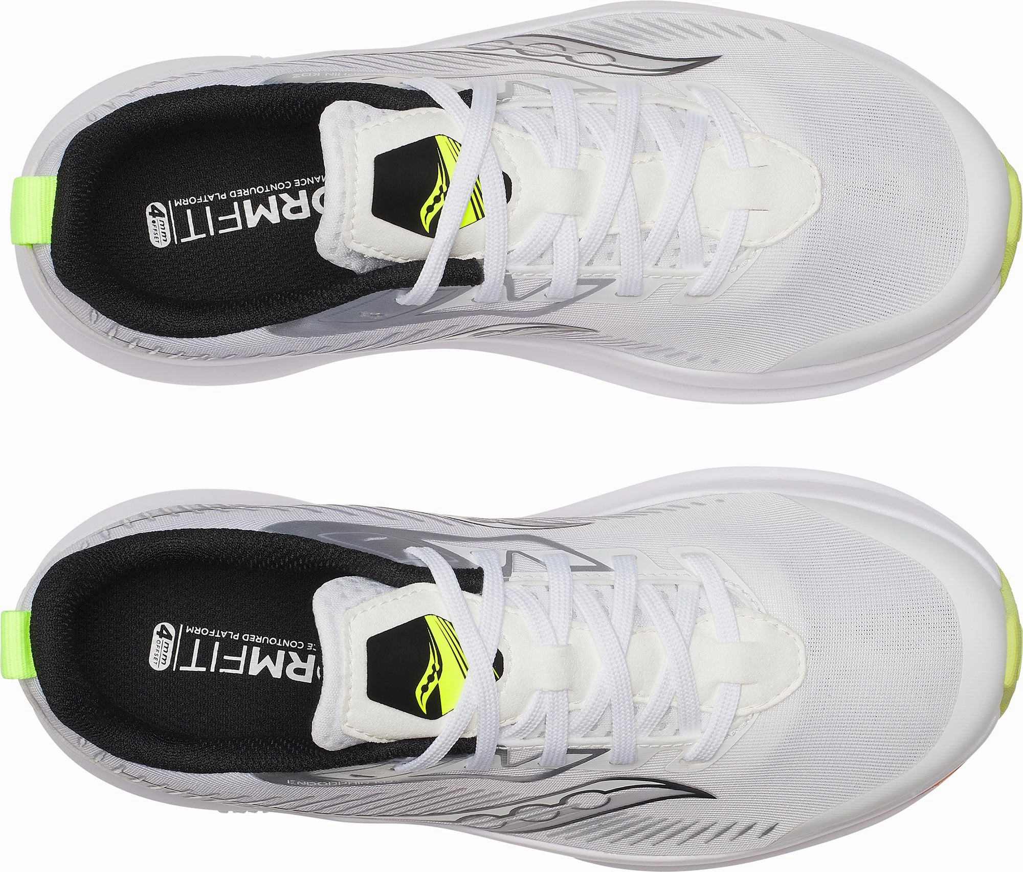 wide widths Anatomic Toe Box Shape Saucony Endorphin KDZ Junior Running Shoes - White