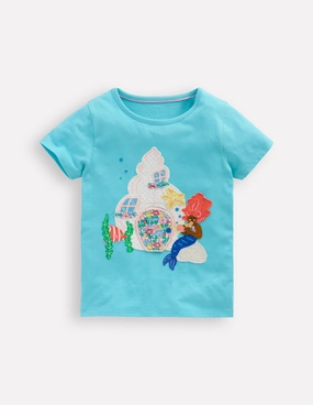 layerable Comfort and Fit Lift The Flap Short Sleeve Top-Aquamarine Blue Mermaid