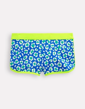 Patterned Swim Shorts-Aquamarine Leopard Antimicrobial Fabric