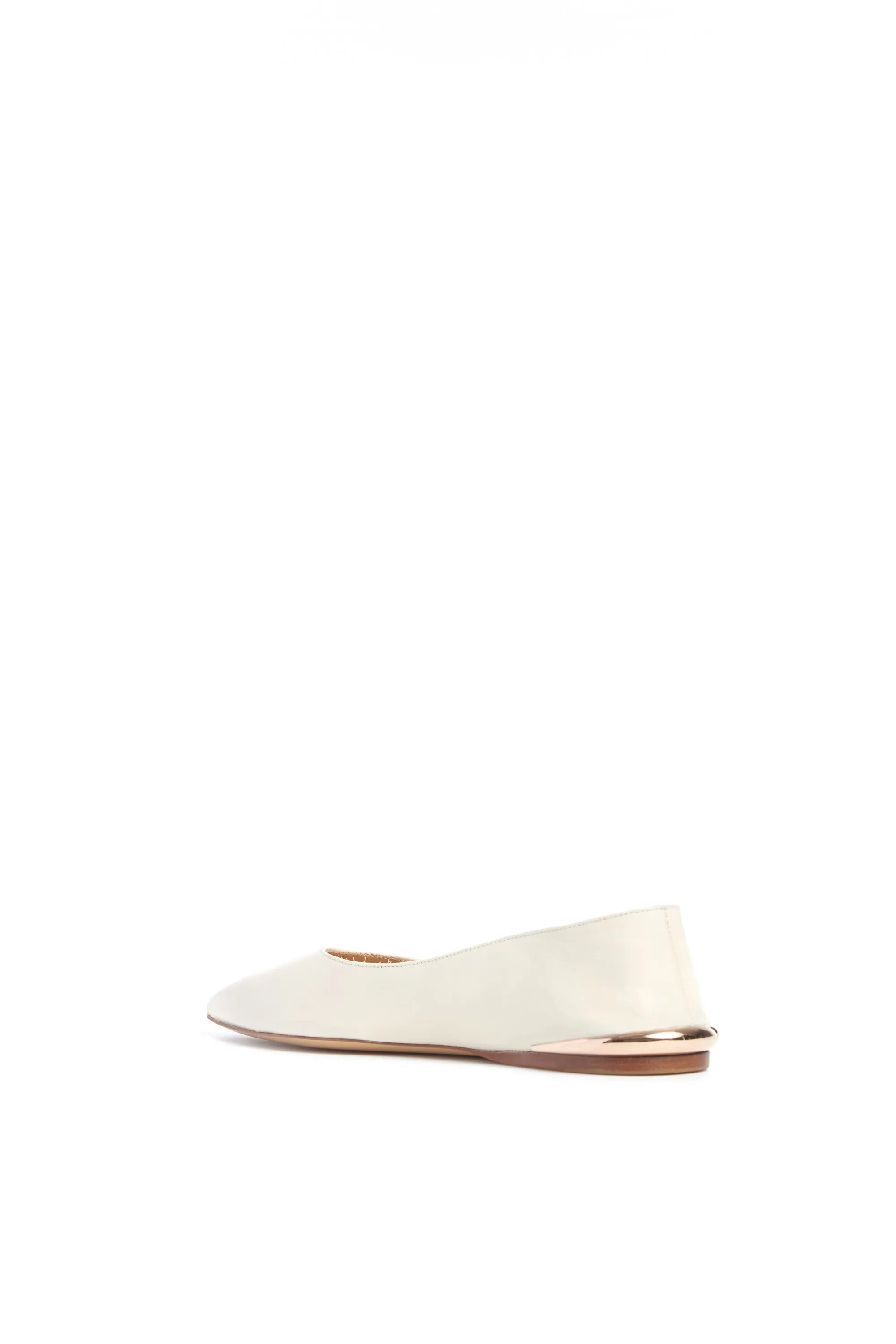 Fleur Ballerina Flat Shoe in Ivory Nappa Leather Park Ready Cozy Design