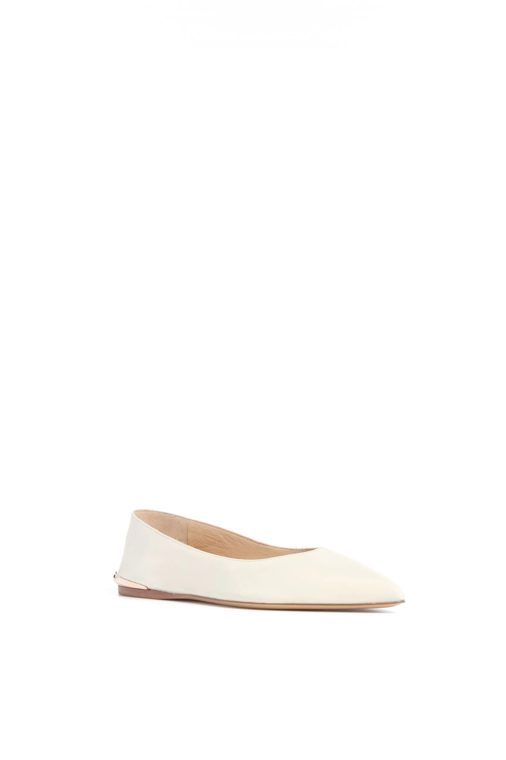 Fleur Ballerina Flat Shoe in Ivory Nappa Leather Hope Glow