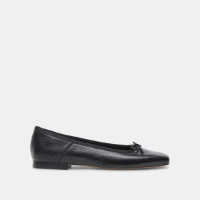 ANISA WIDE BALLET FLATS BLACK LEATHER - re:vita Sleek Profile Shoes