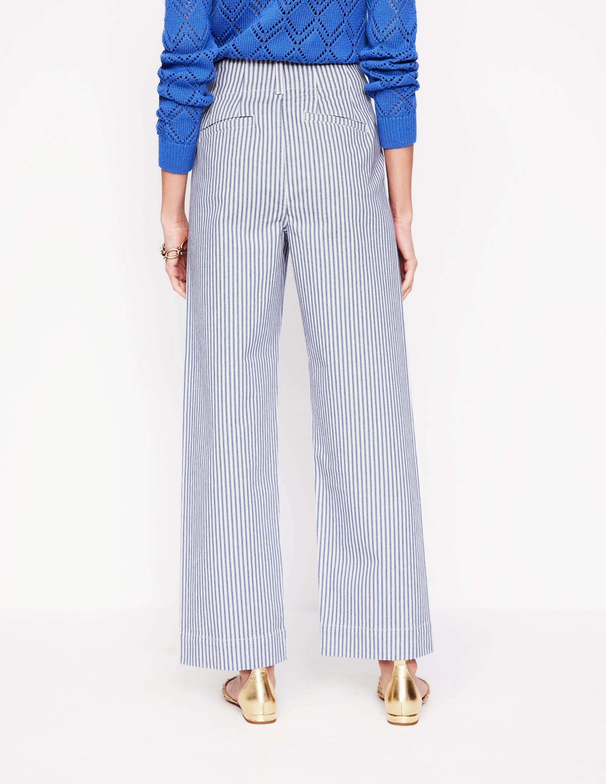 Primrose Patch Pocket Trousers-Ticking Stripe Slim Look