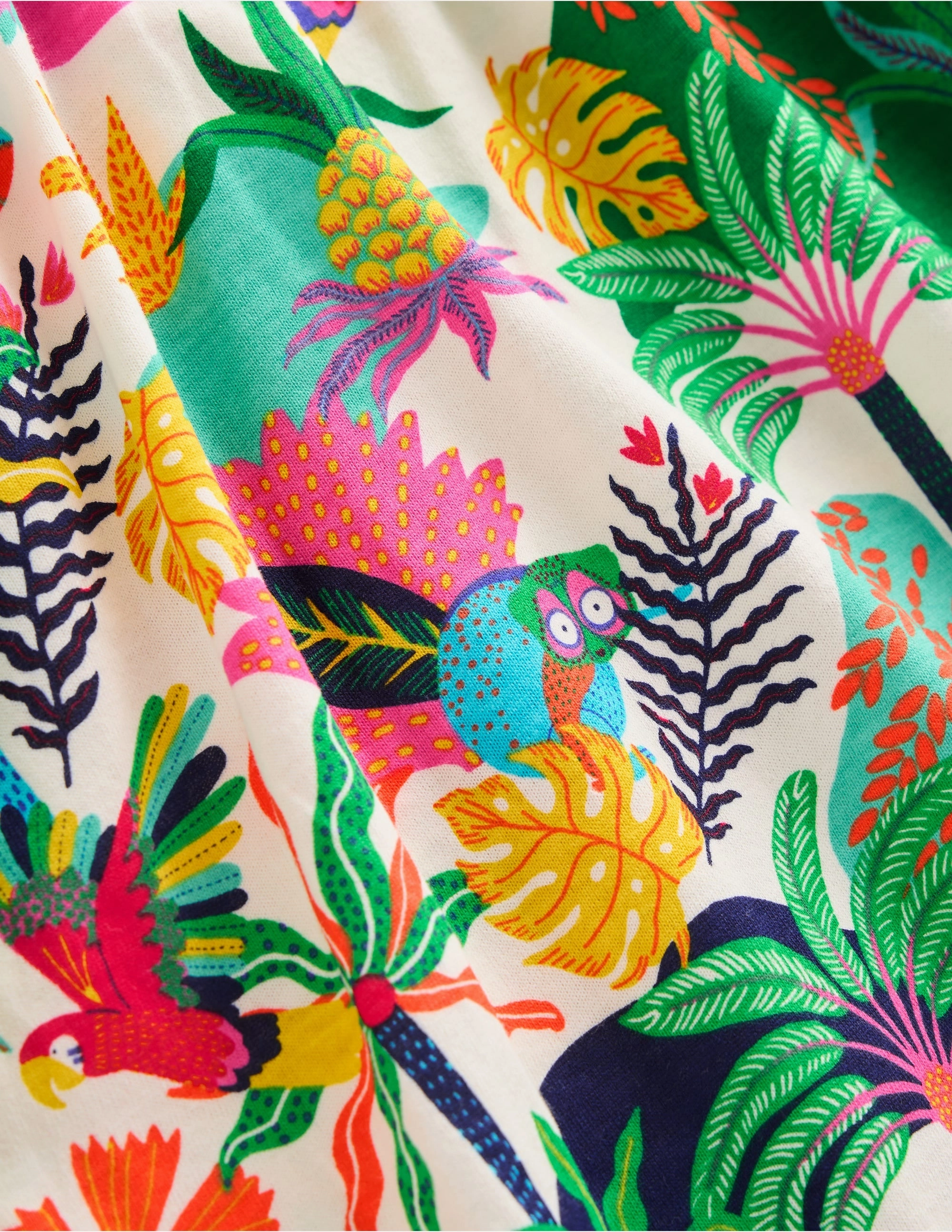 Posie Frill Sleeve Dress-Soft Ivory Multi Jungle Moment Soft Elegant Mature