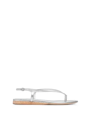 Gia Flat Sandal in Silver Metallic Nappa Leather Footwear for All Cloud Comfort Footwear