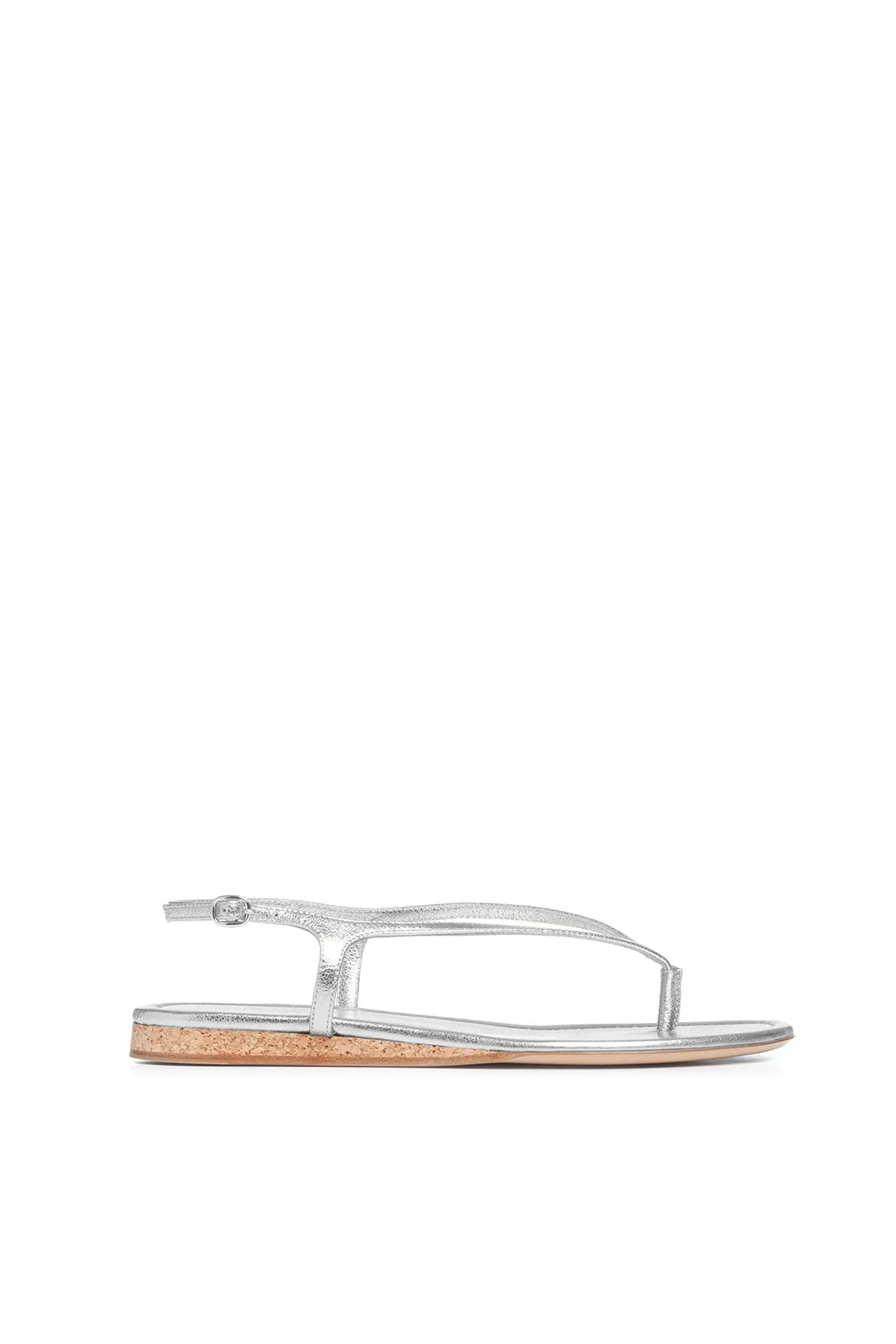 Simple Comfort Gia Flat Sandal in Silver Metallic Nappa Leather