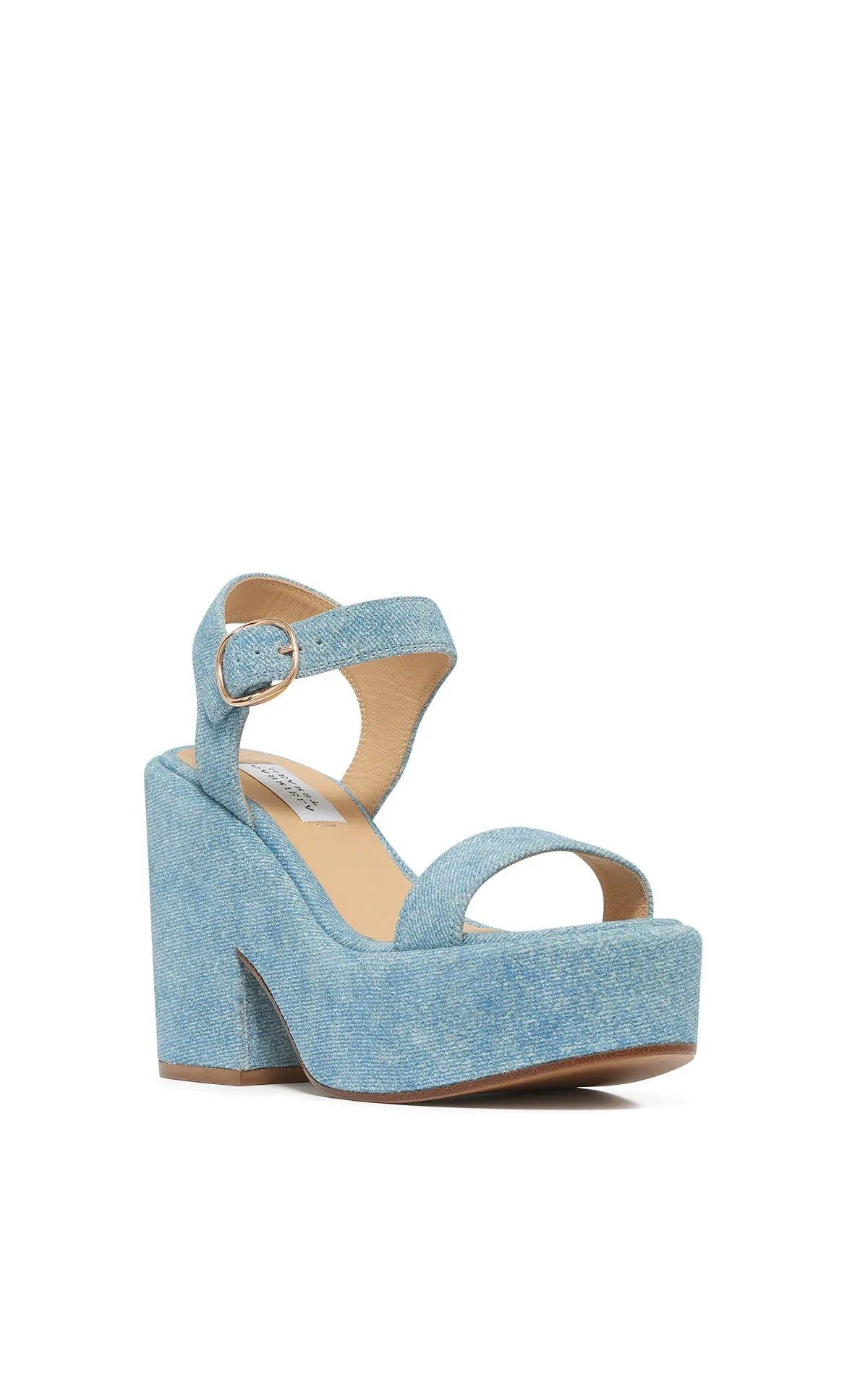 Iman Platform Sandal in Light Blue Suede Denim Zero Drop Heel Stylish casual sandals