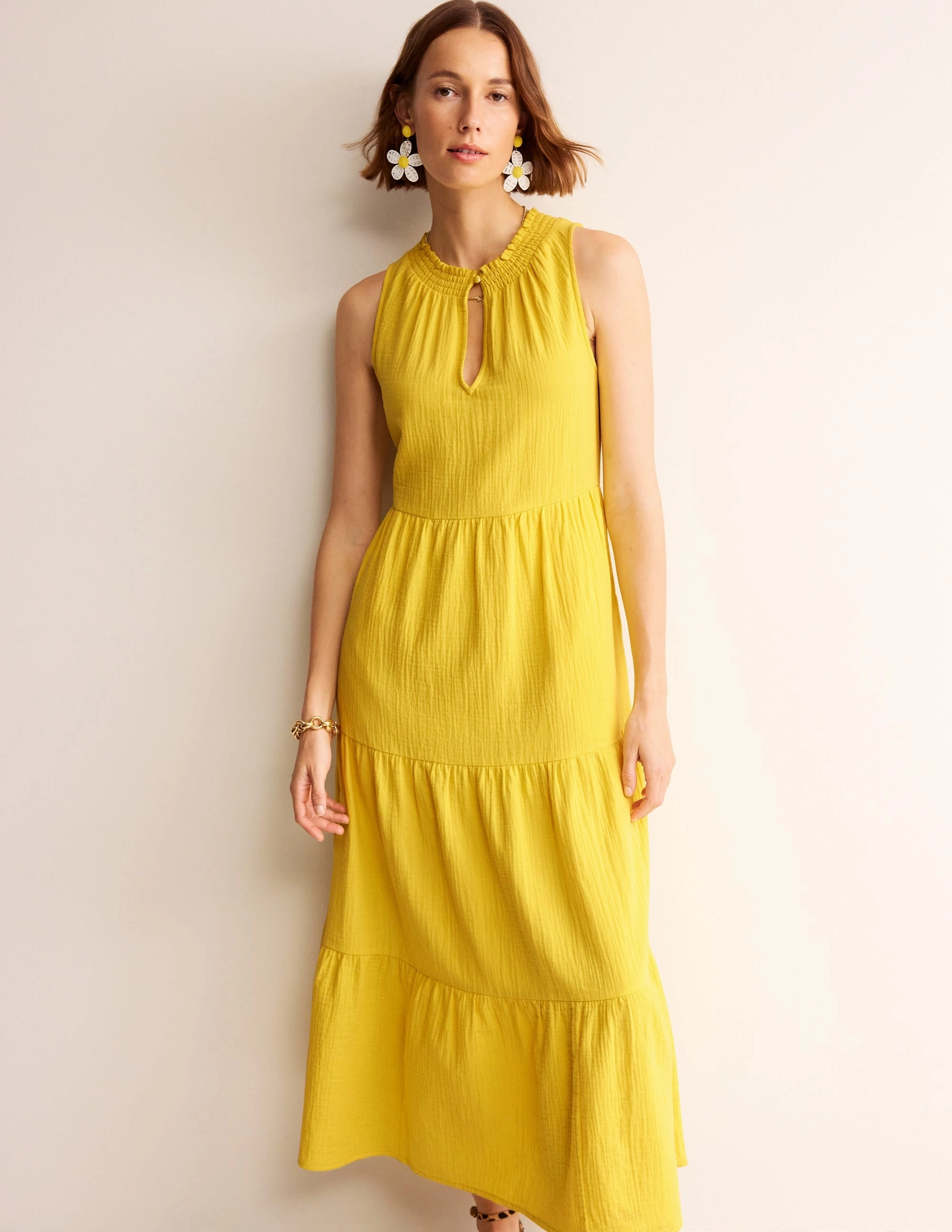 Chill Style Wrap style Double Cloth Maxi Tiered Dress-Passionfruit