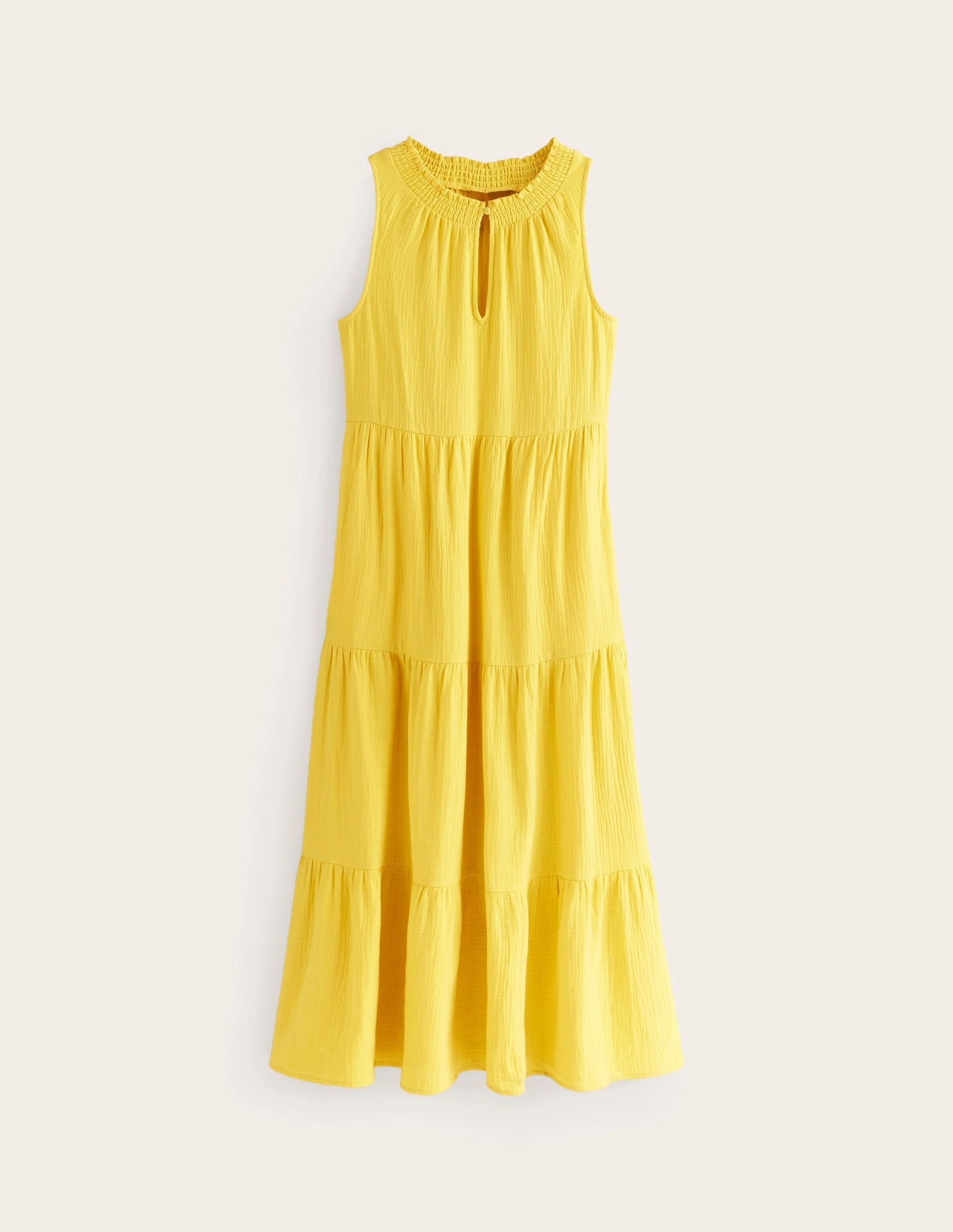 Double Cloth Maxi Tiered Dress-Passionfruit Lightweight Wear