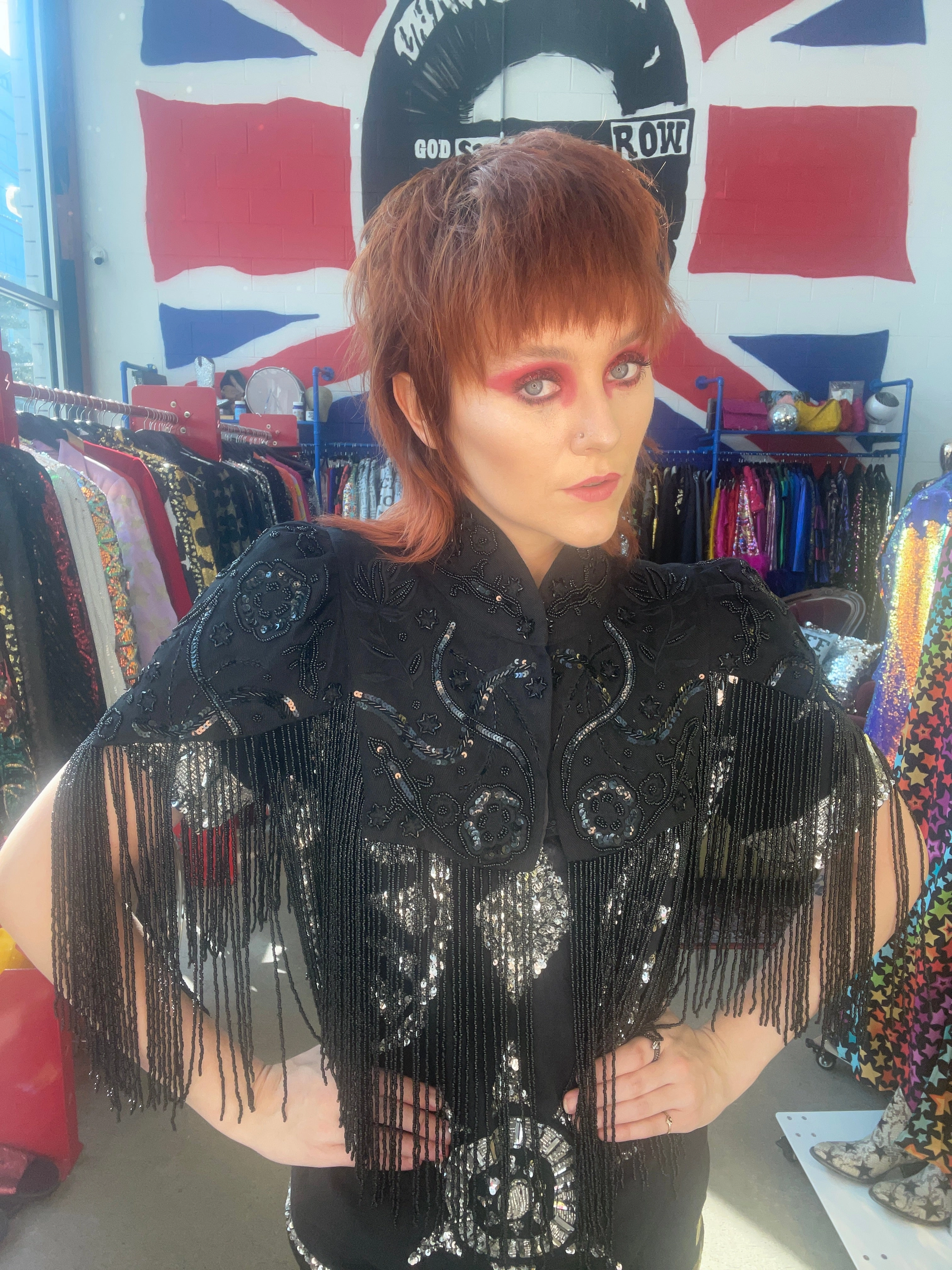 color - coordinating Any Old Iron Desert Shrug